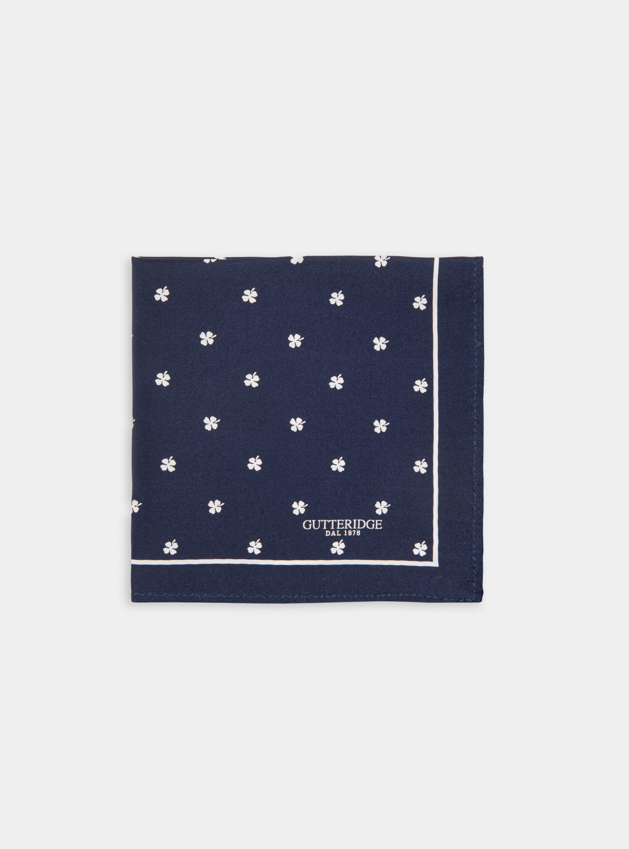 Pochette in seta fantasia quadrifoglio, BLU NAVY