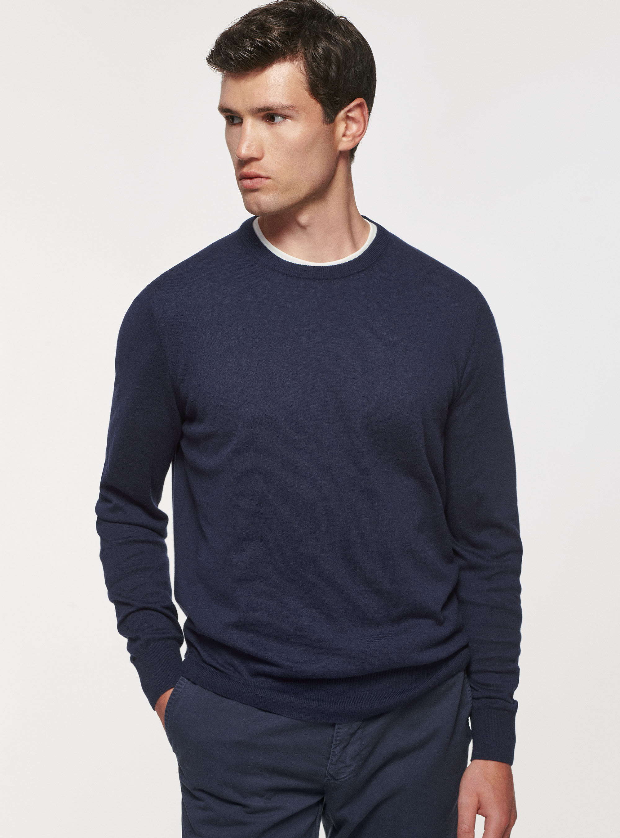 Cotton round neck sweaters sales