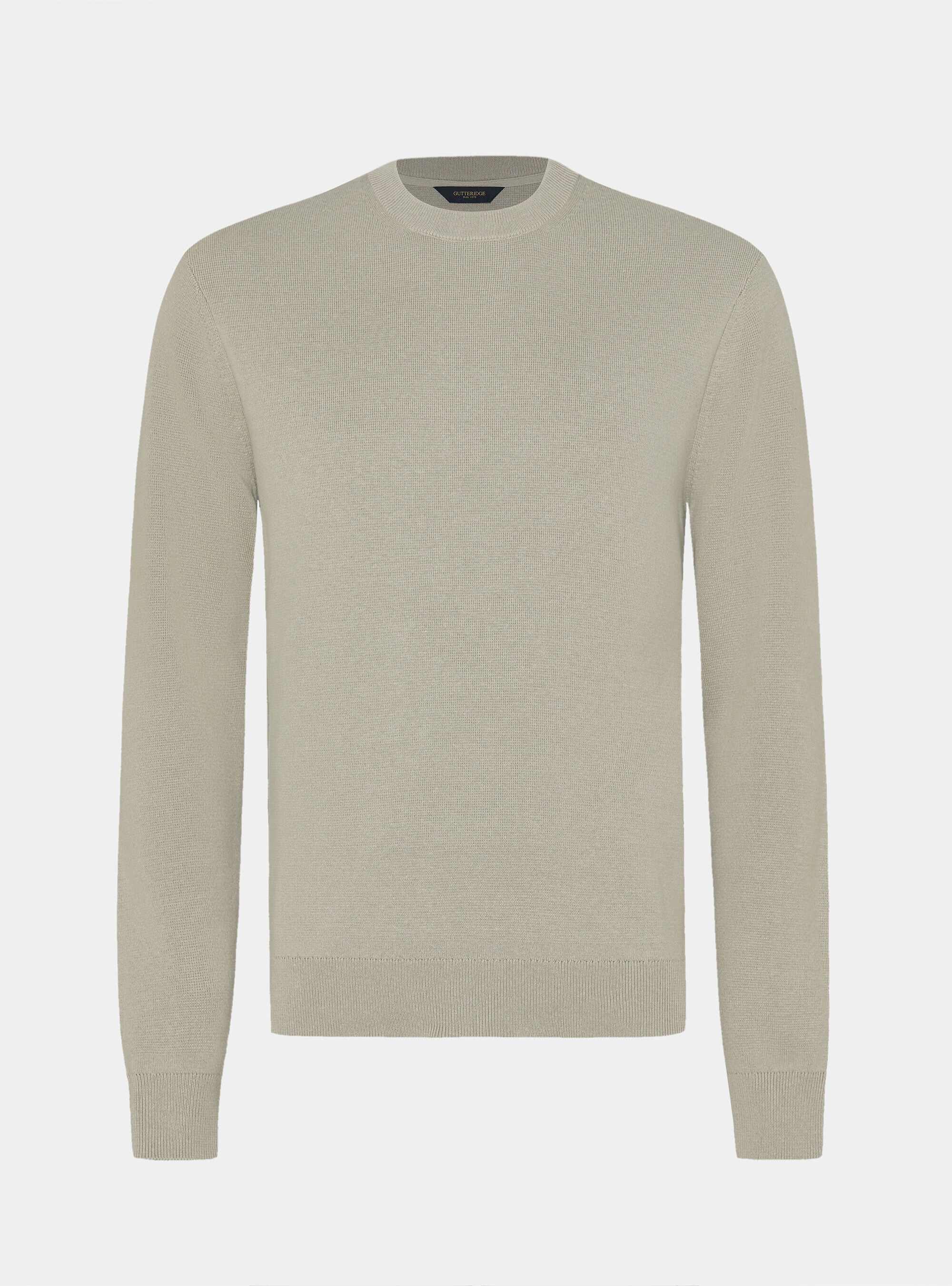 Cotton blend crew neck sweater, SAND