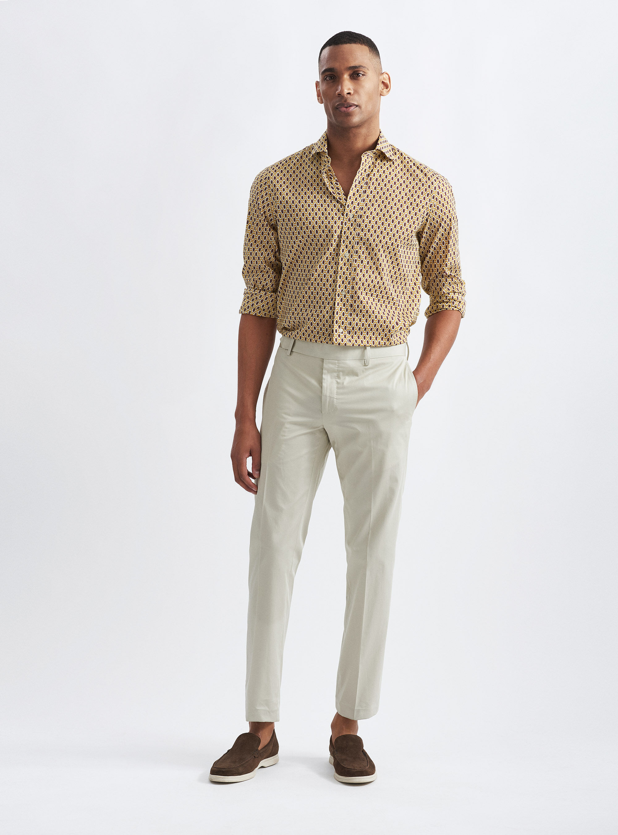 Pantaloni per abito in puro cotone, ECRU