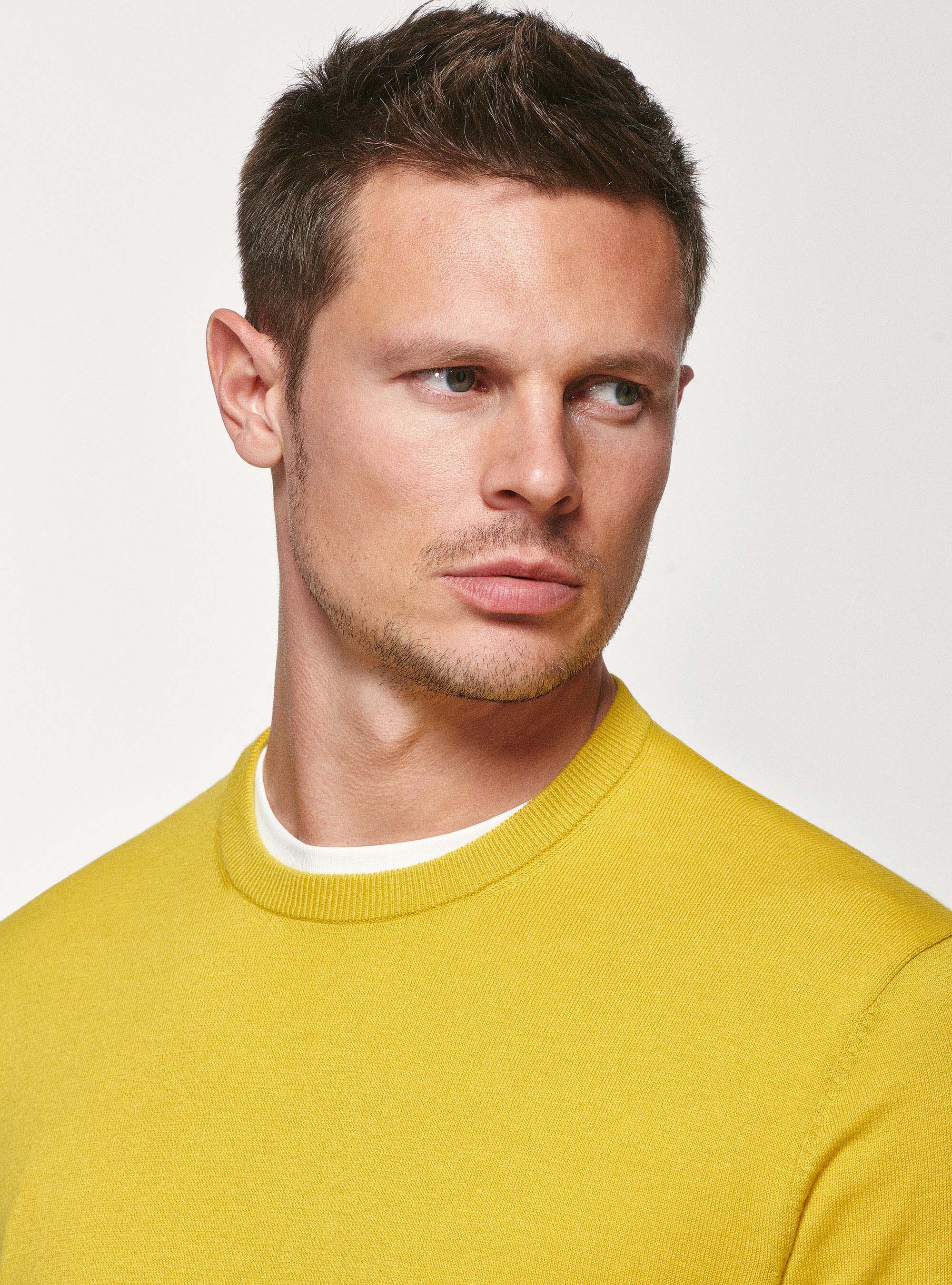 Maglia girocollo in cotone seta e cashmere, 0711C OCRA