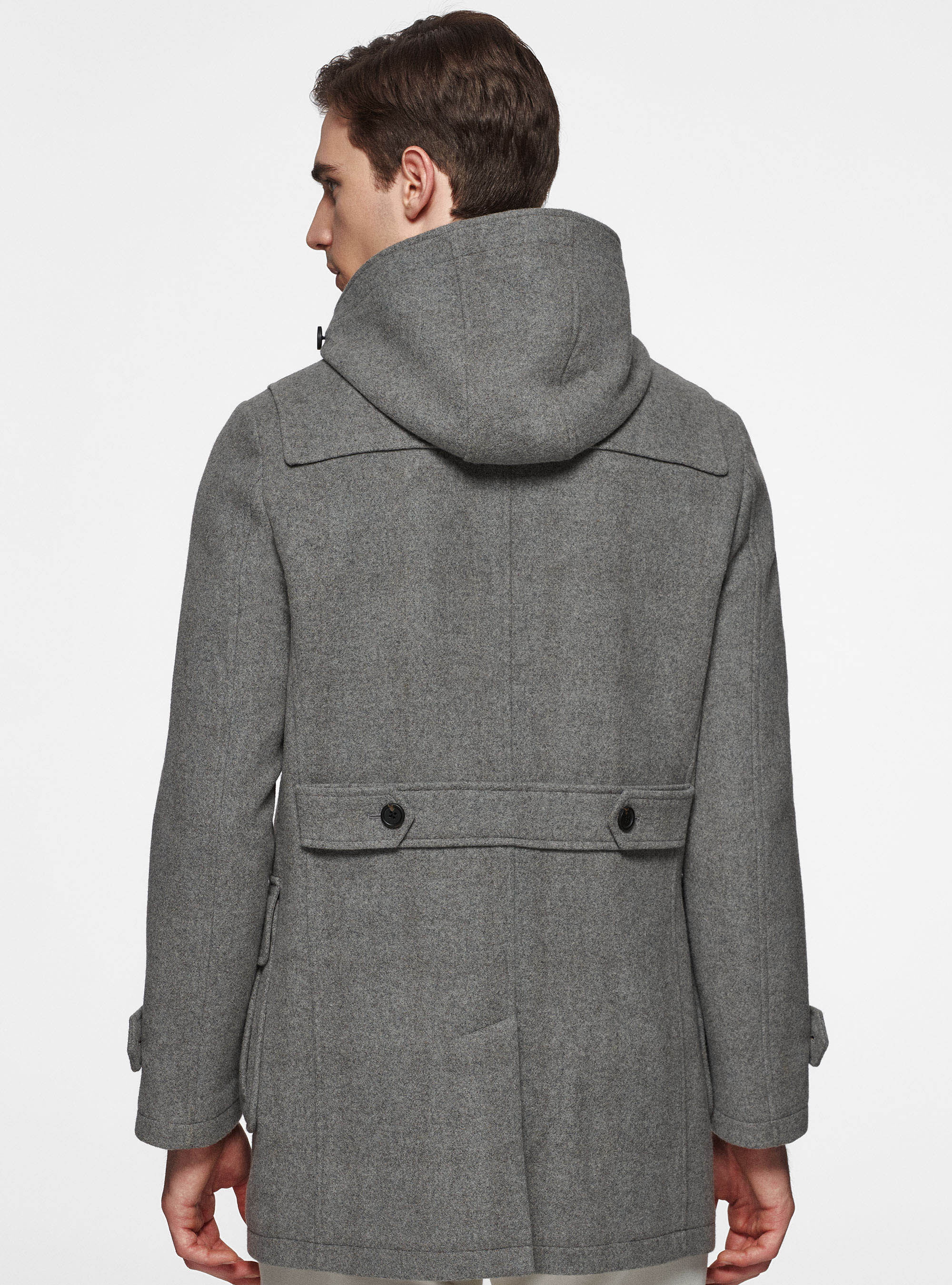 Wool blend Montgomery duffel coat with checked interior
