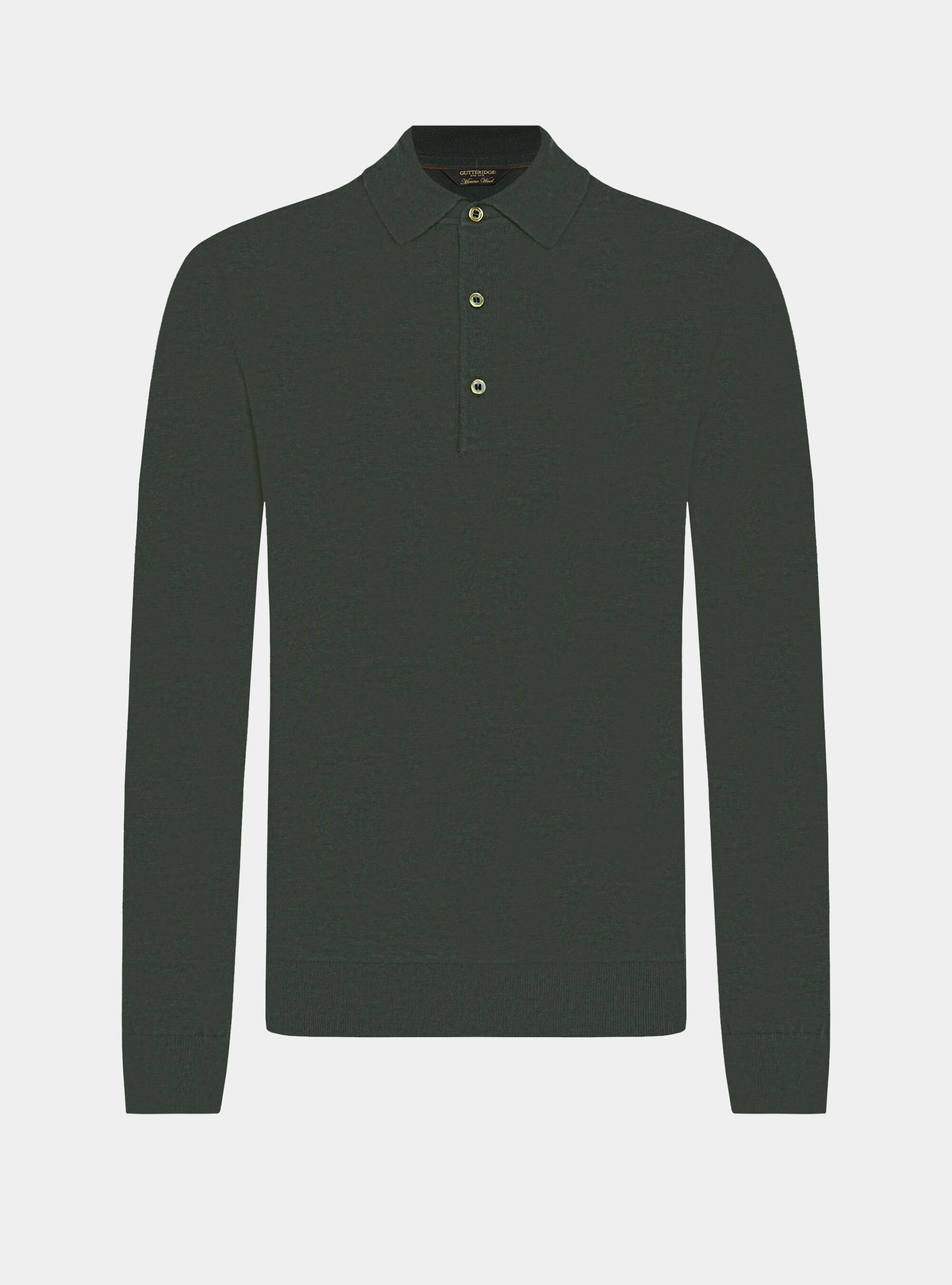 Extrafine merino wool knit polo shirt, MILITARE 0609C
