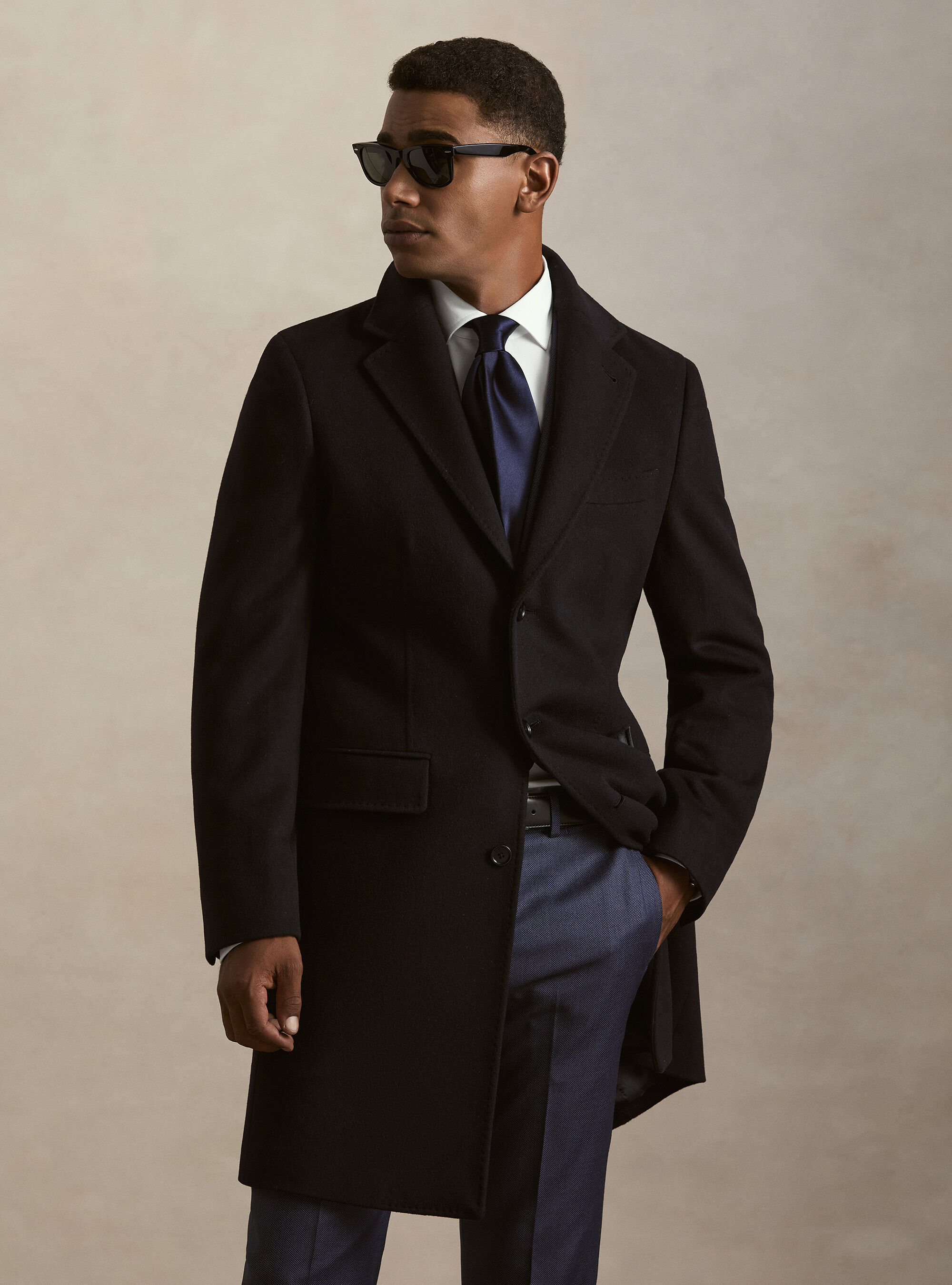 Single-breasted wool and cashmere coat