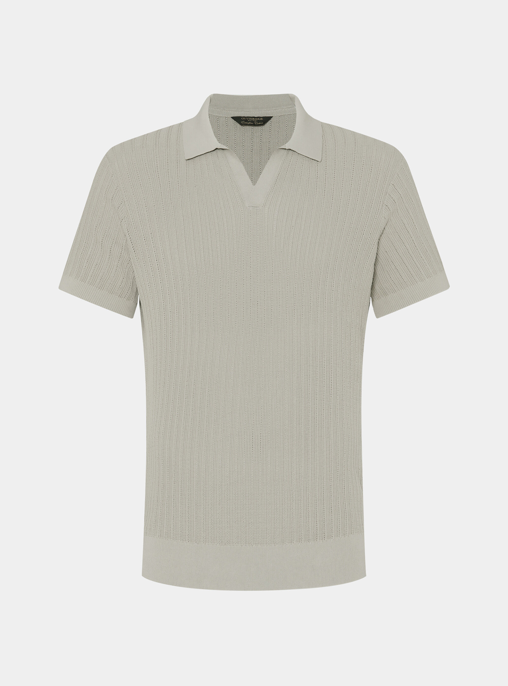 Polo in maglia traforata senza bottoni in cotone extrafine, SABBIA