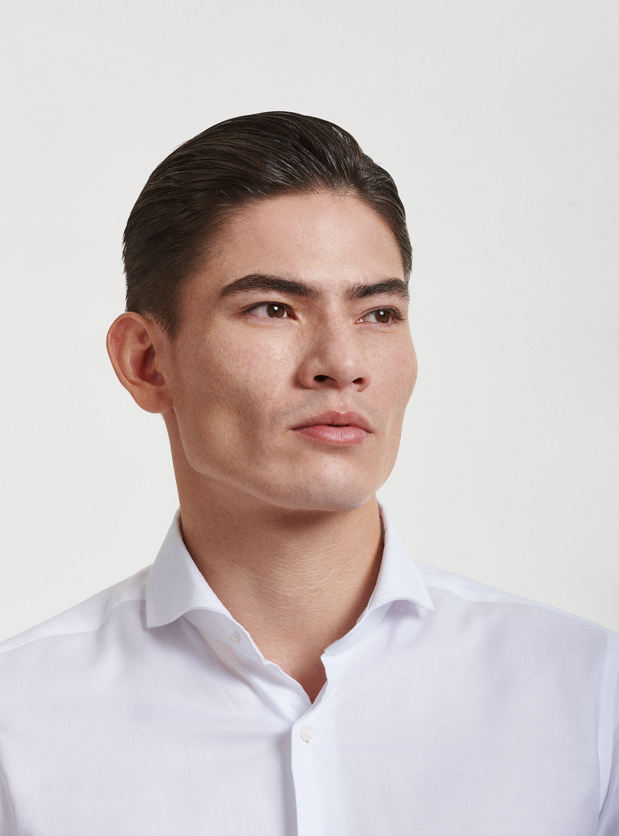 Camicia collo francese in cotone oxford, BIANCO