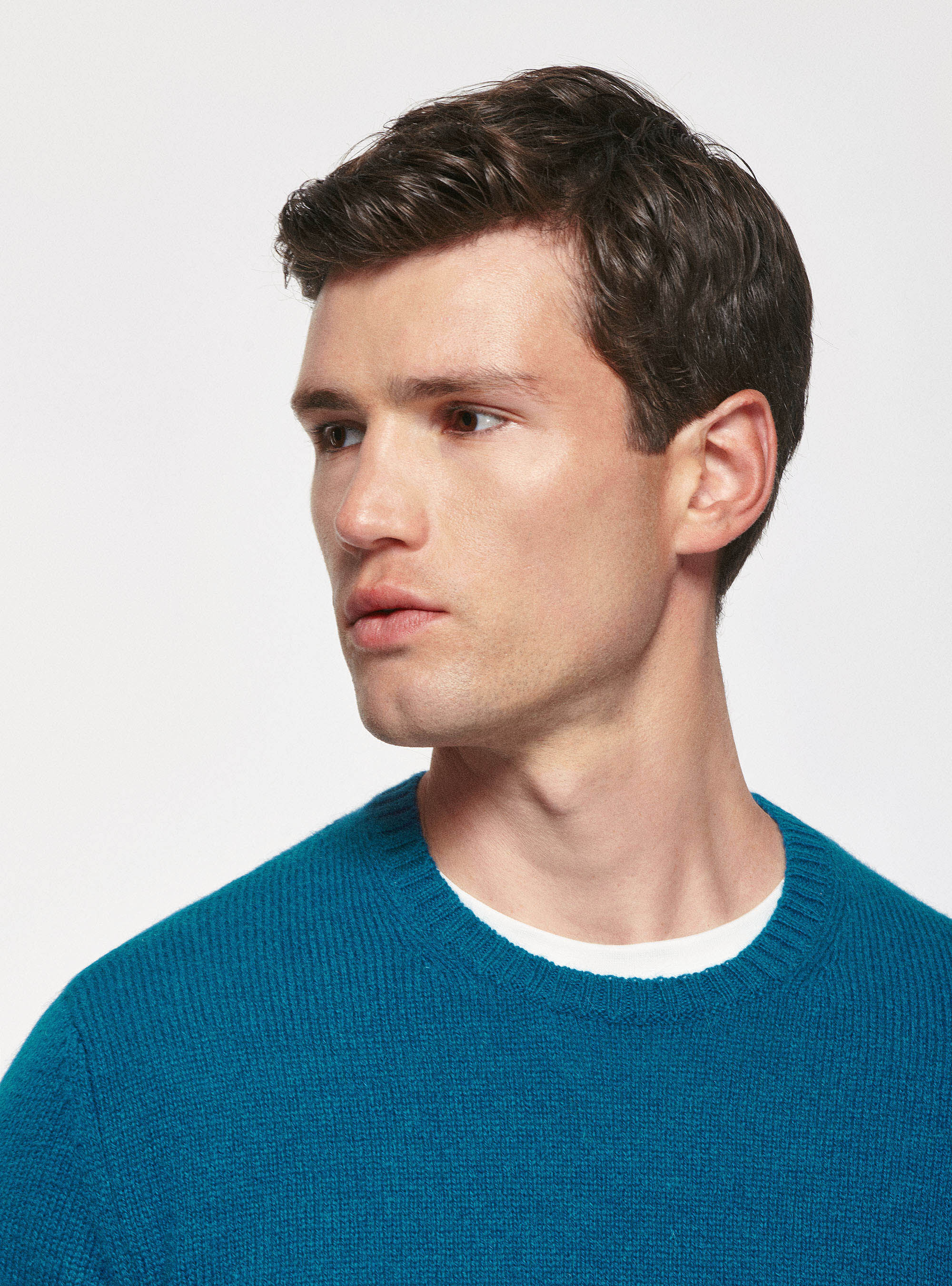 Pure Shetland wool sweater, PETROL