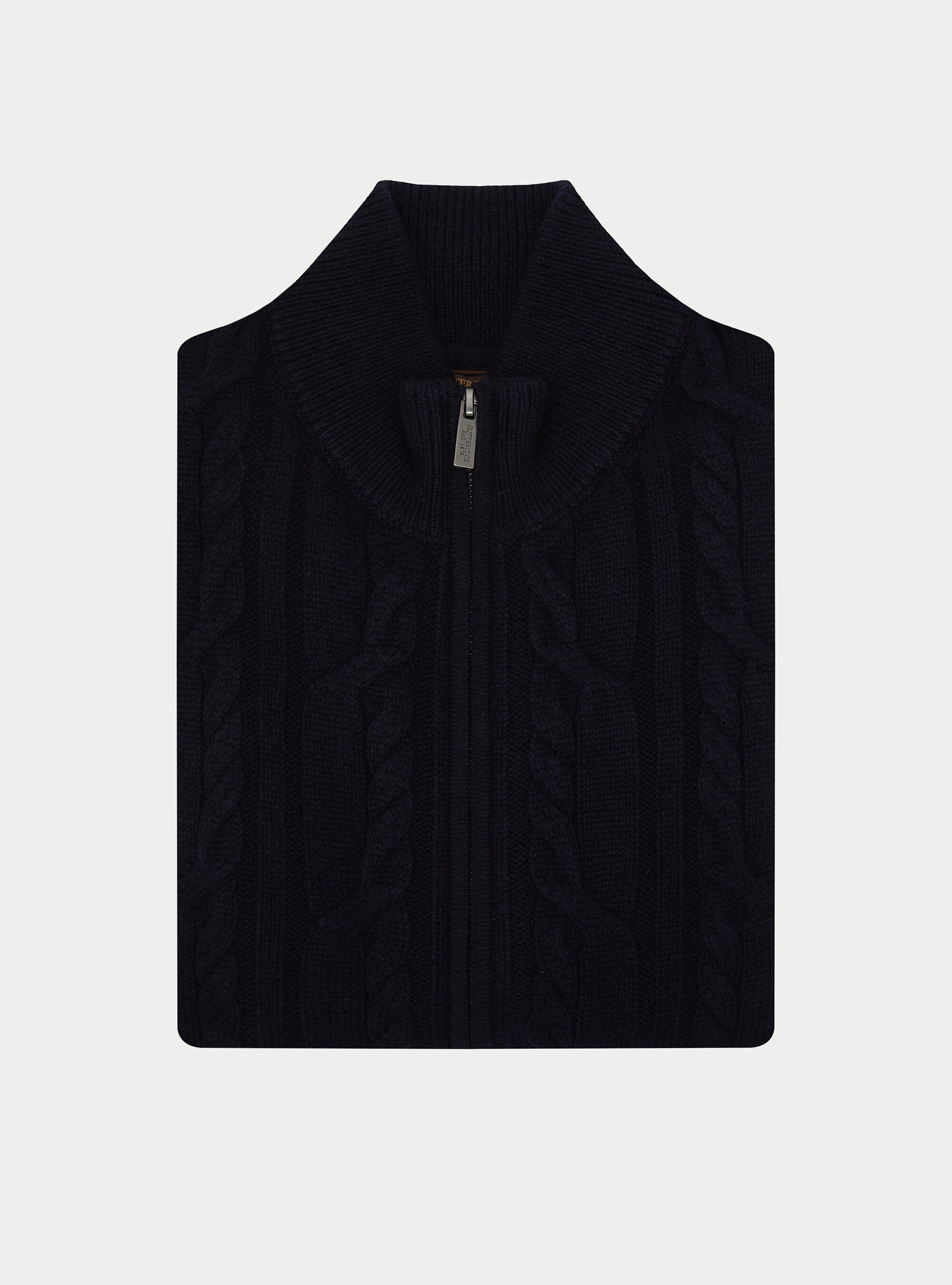 Strickjacke aus Wolle und Kaschmir mit Zopfmuster, NAVY 0218C