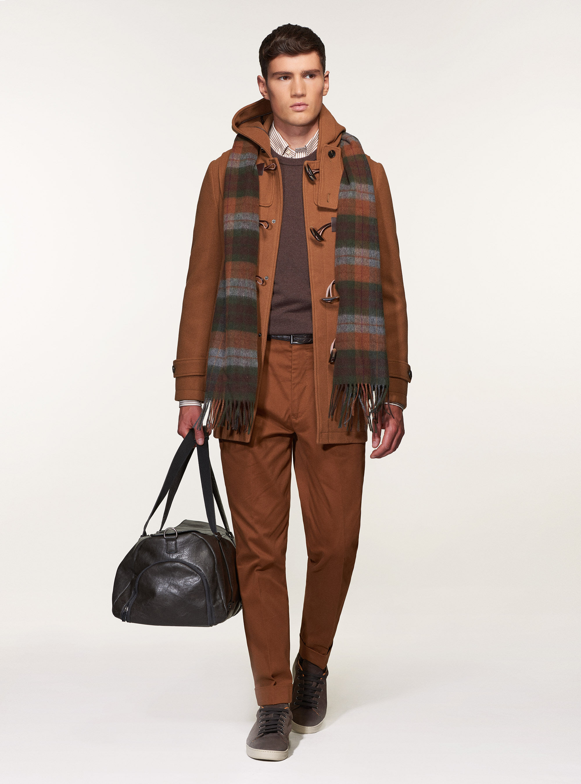 Hooded duffle coat in wool blend