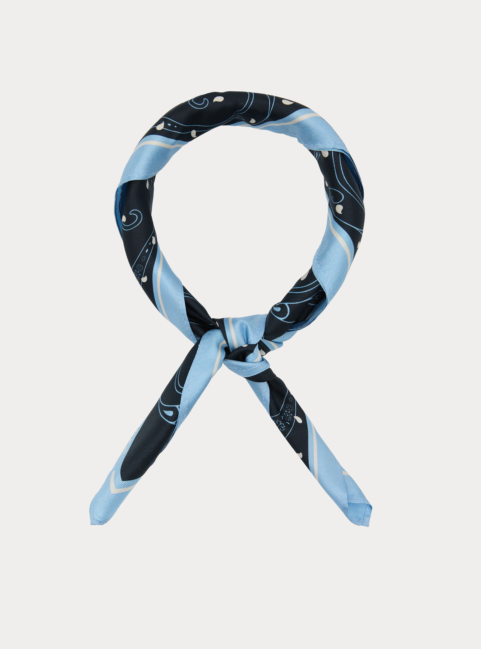 Foulard in seta stampata fantasia macro paisley, NAVY BLUE