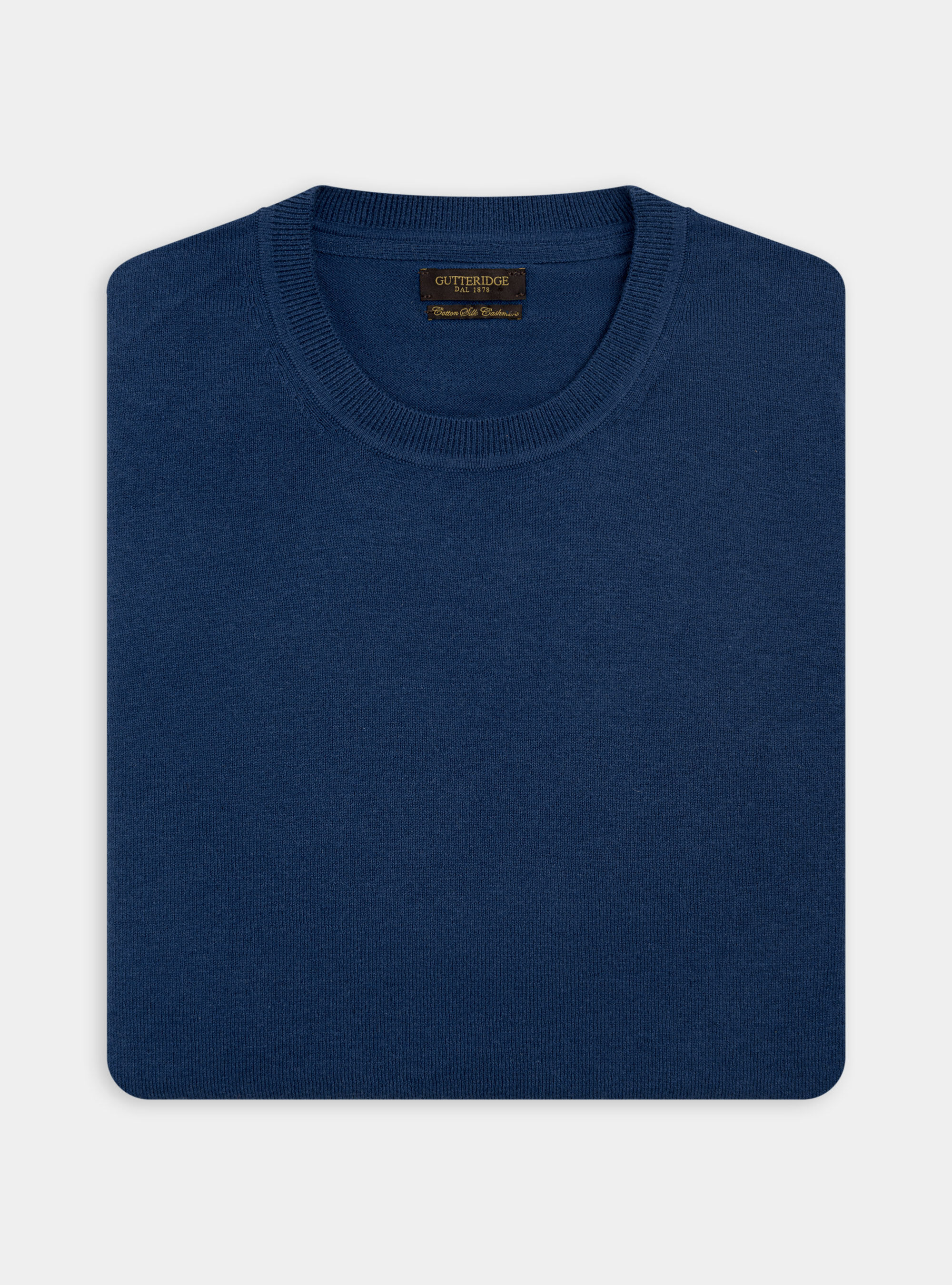 Maglia girocollo in cotone seta e cashmere, BLU ROYAL