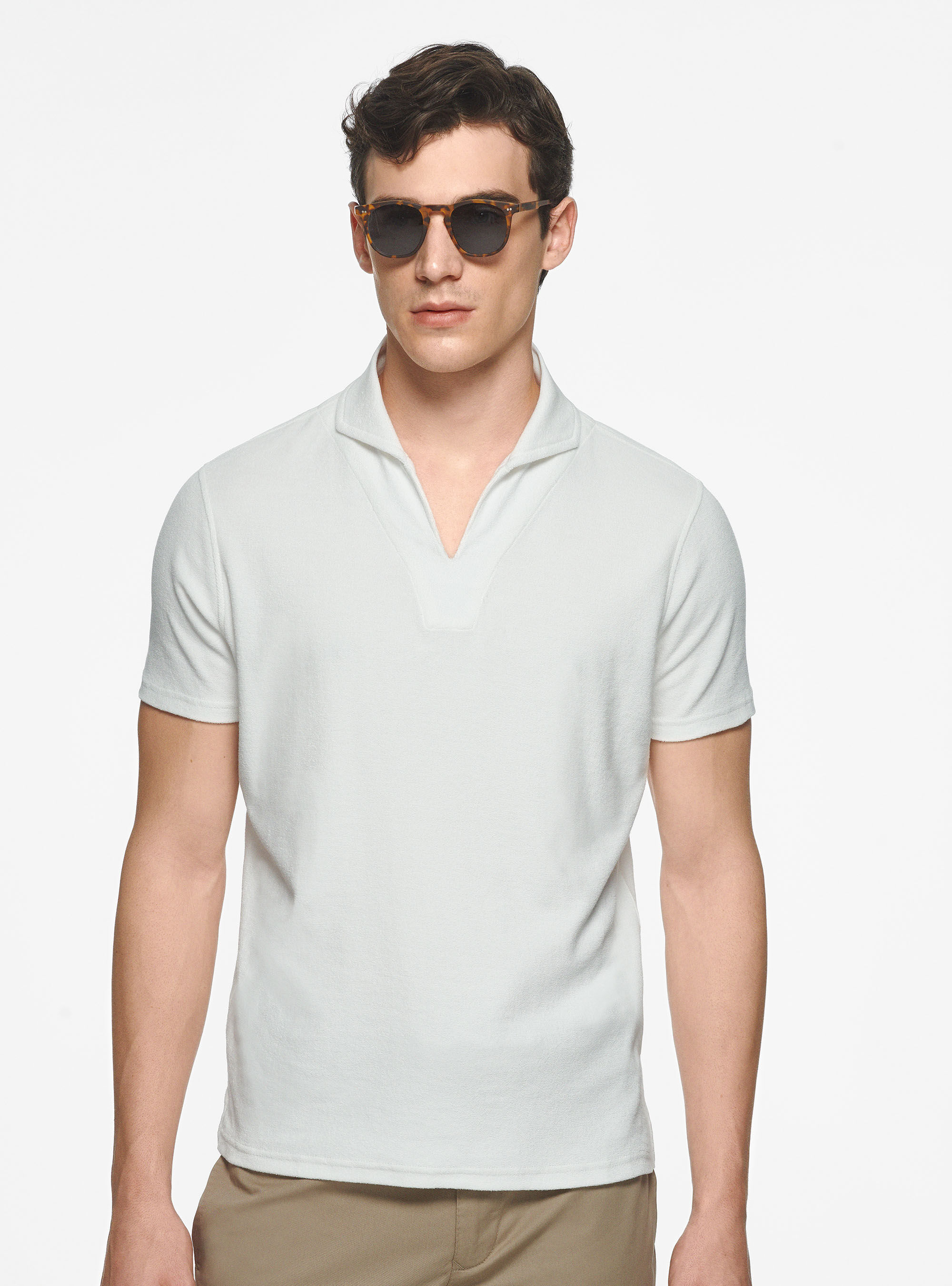 Pure cotton terry polo shirt
