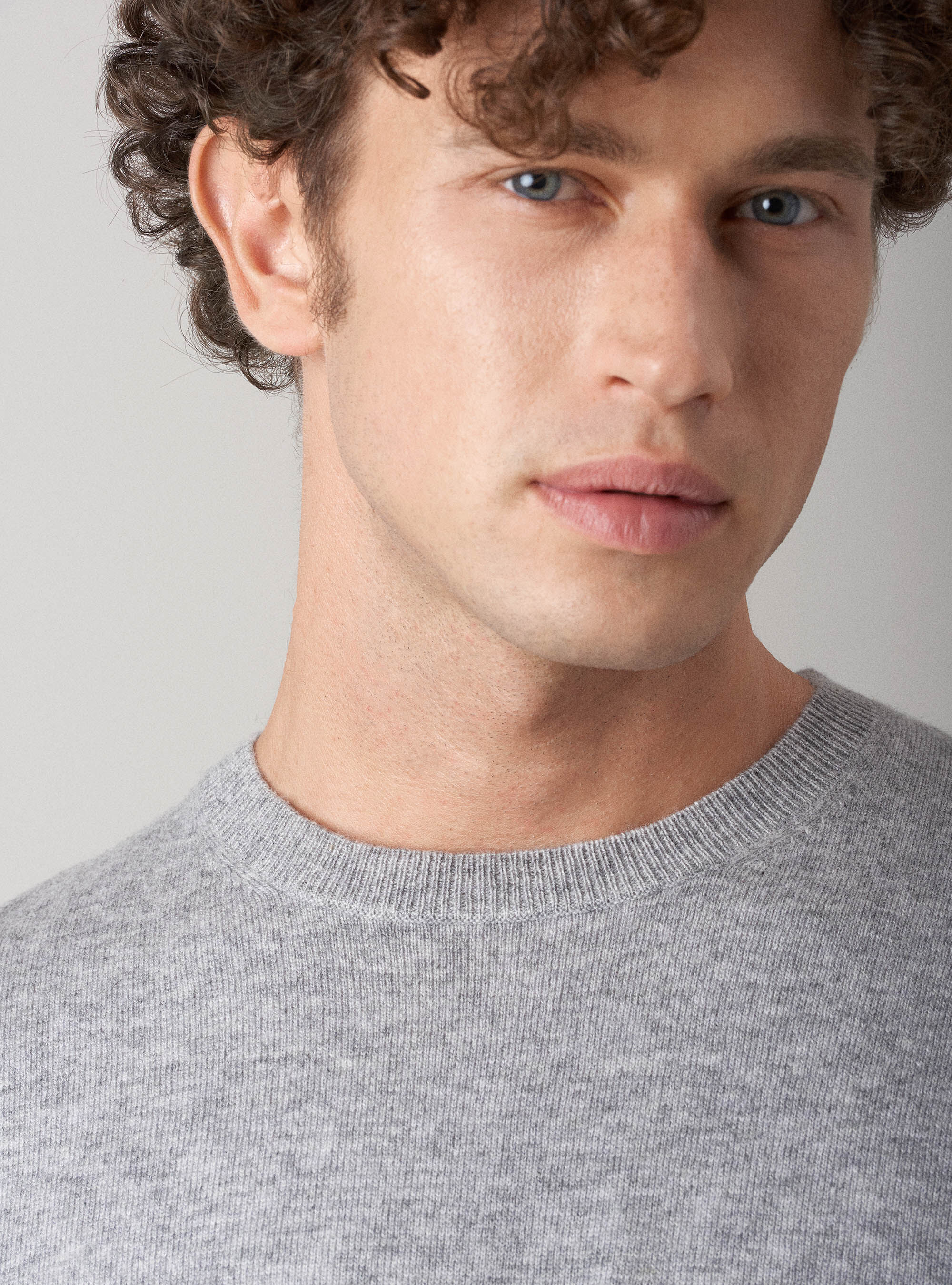 Maglia girocollo in lana lambswool e cashmere, GRIGIO CHIARO MELANGE