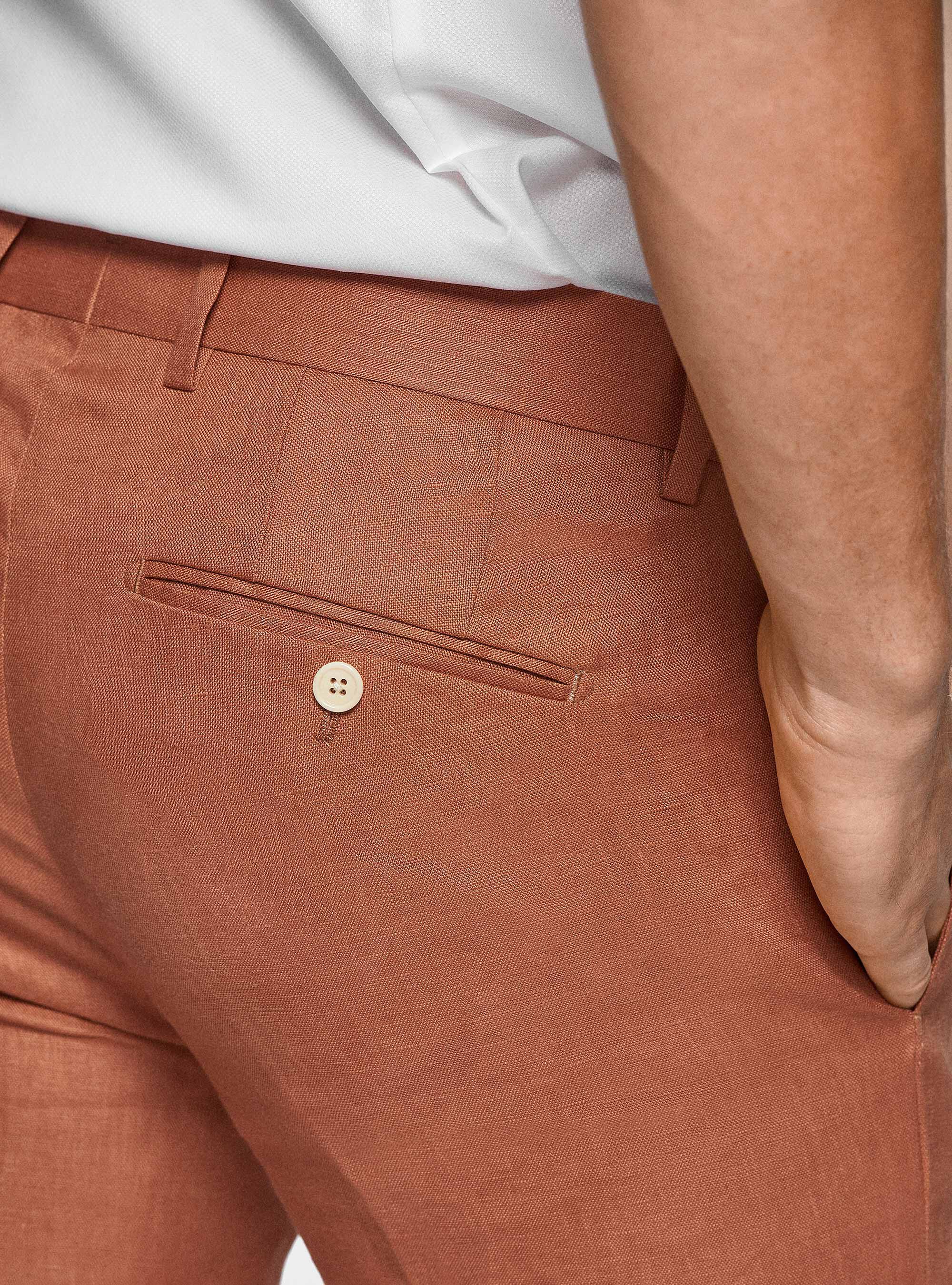 Pure linen suit trousers, ROSA SALMONE 0468C