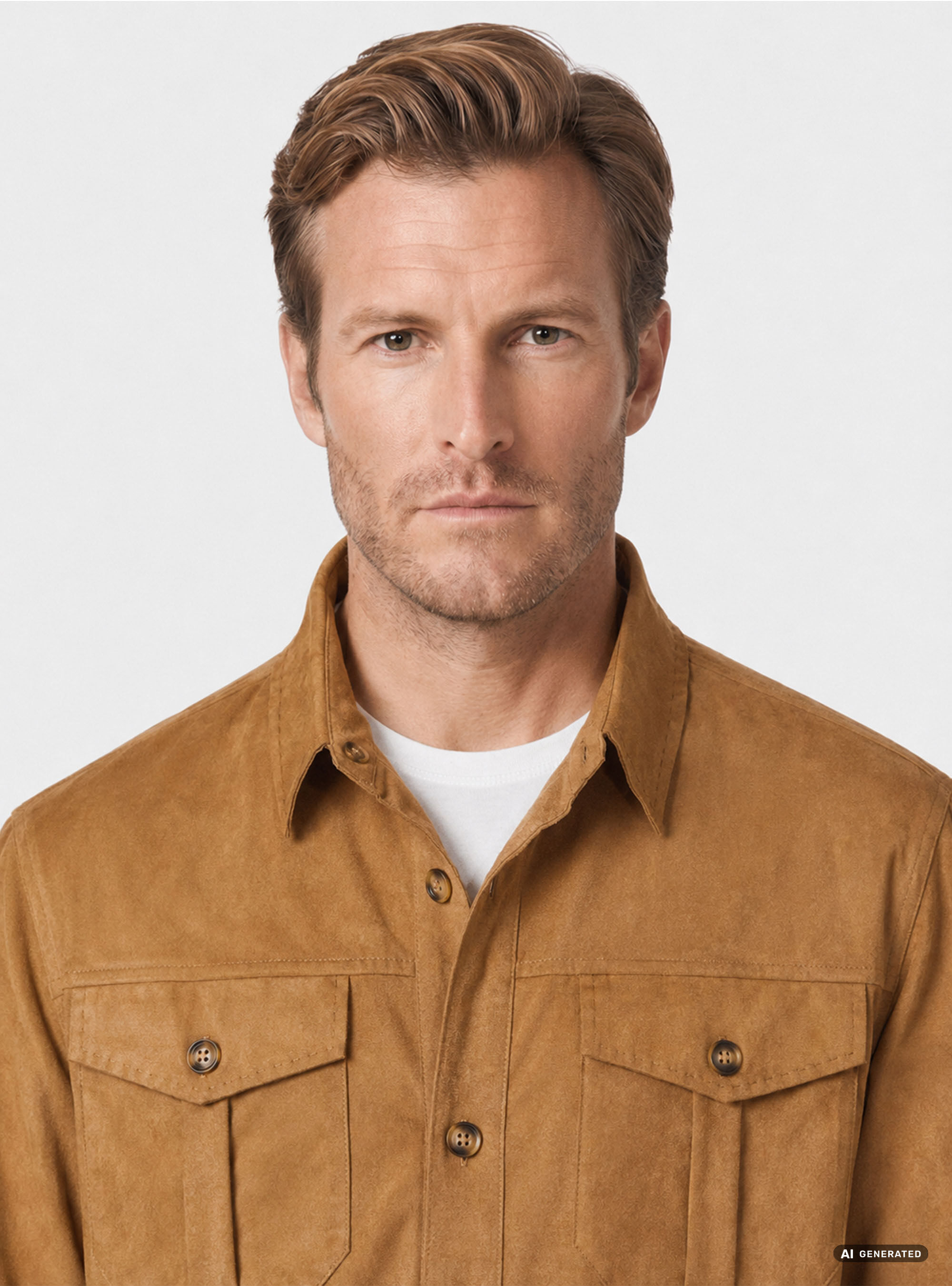 Suede effect shirt jacket, BROWN