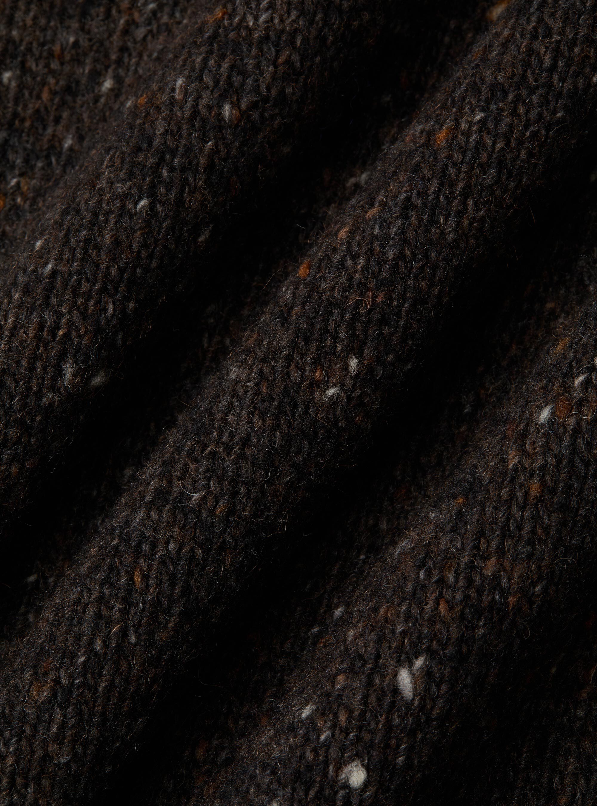 Donegal-style merino wool blend crewneck sweater, BROWN