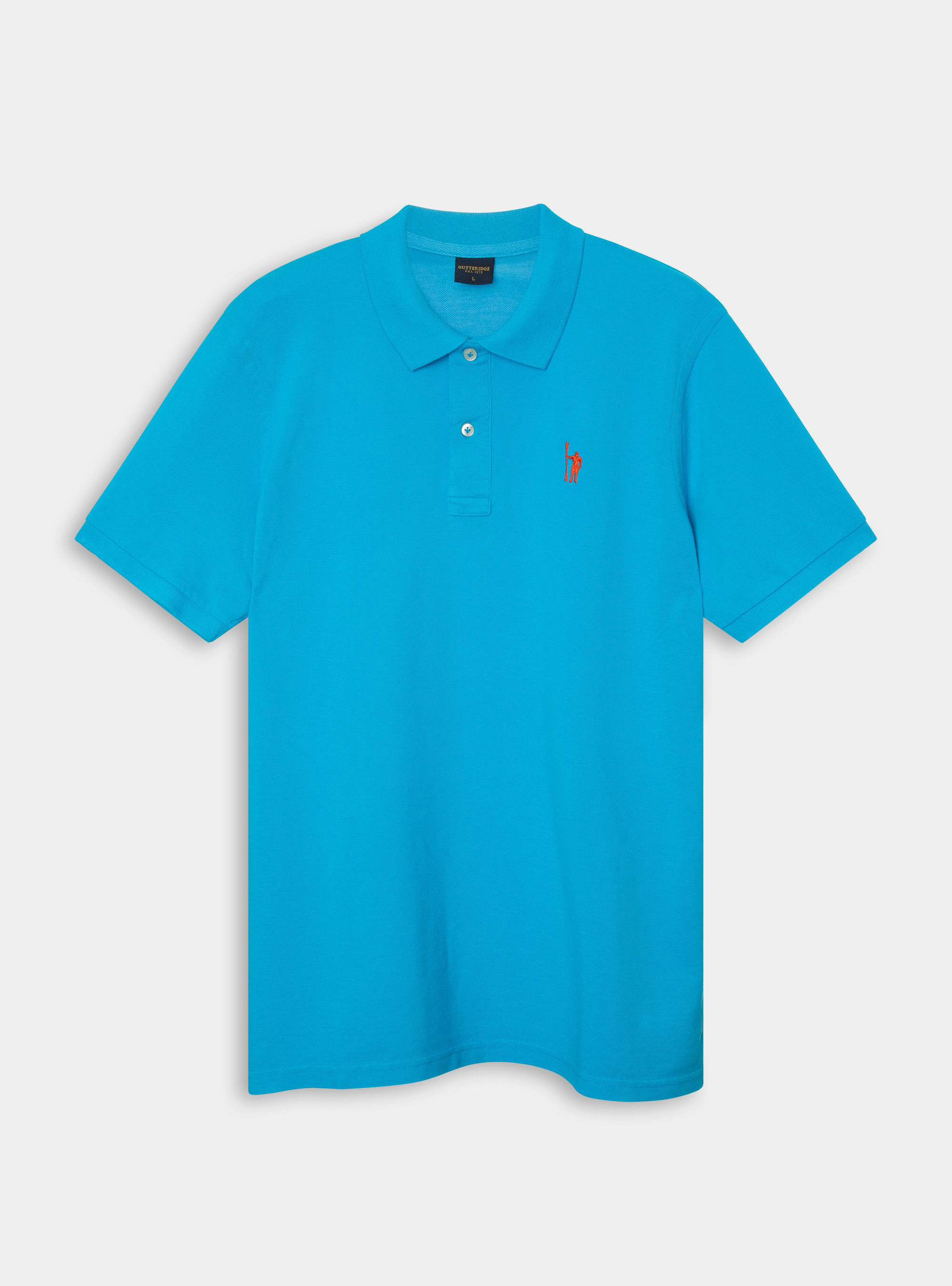 Classic cotton pique polo with embroidery, TURCHESE 0258C