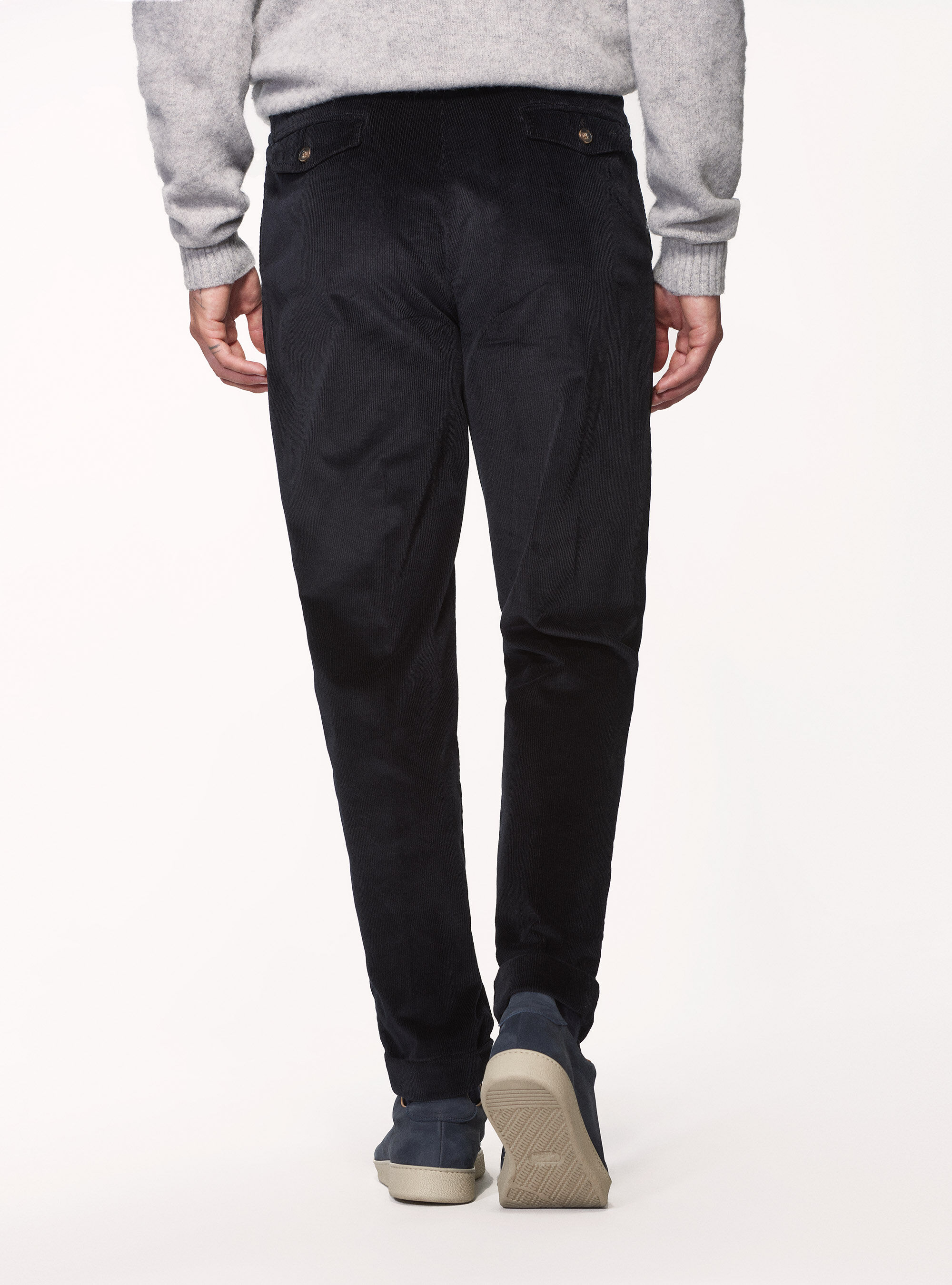 Cotton corduroy double pleat trousers