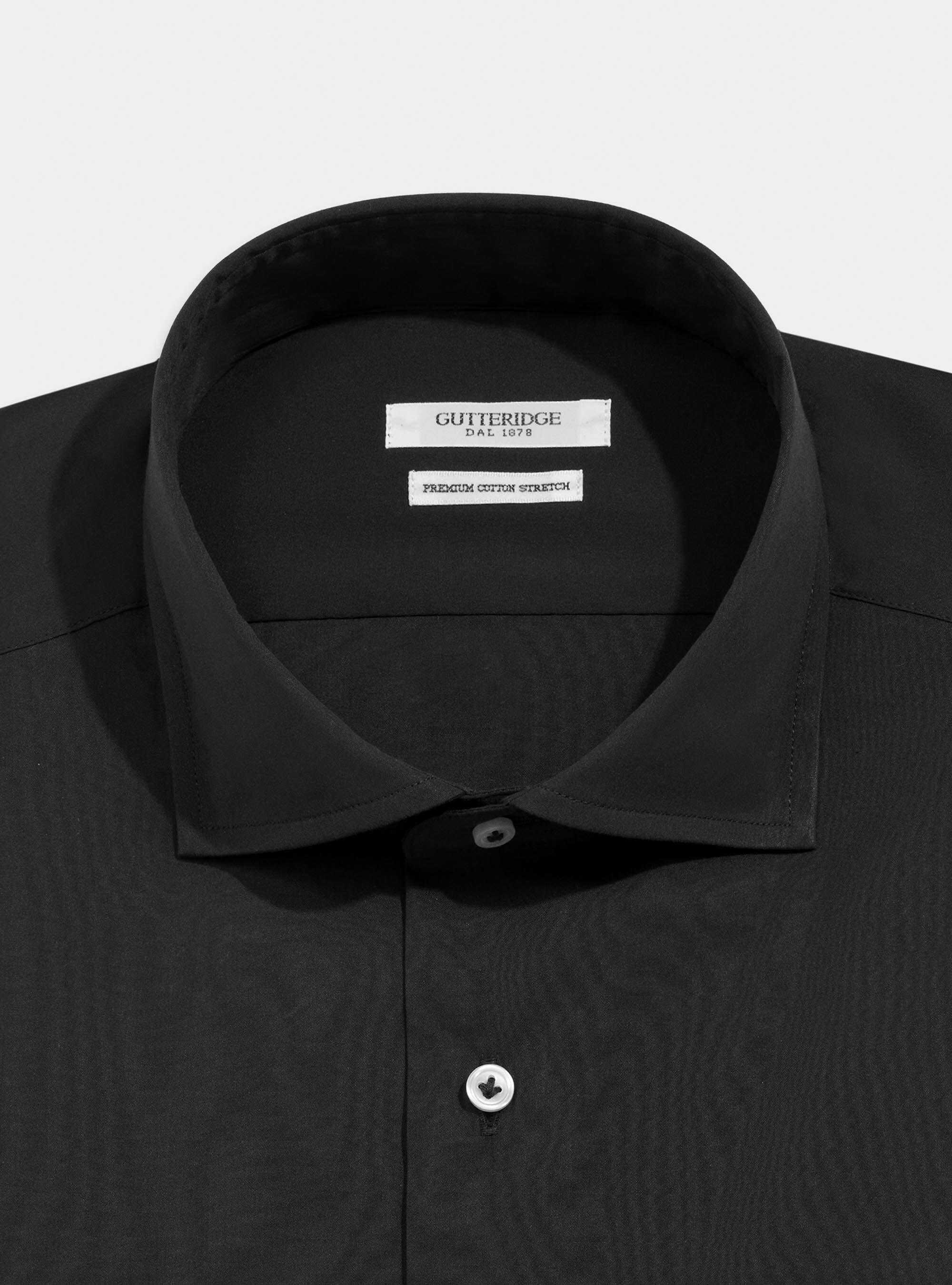 Camicia super slim in popeline di cotone stretch, NERO