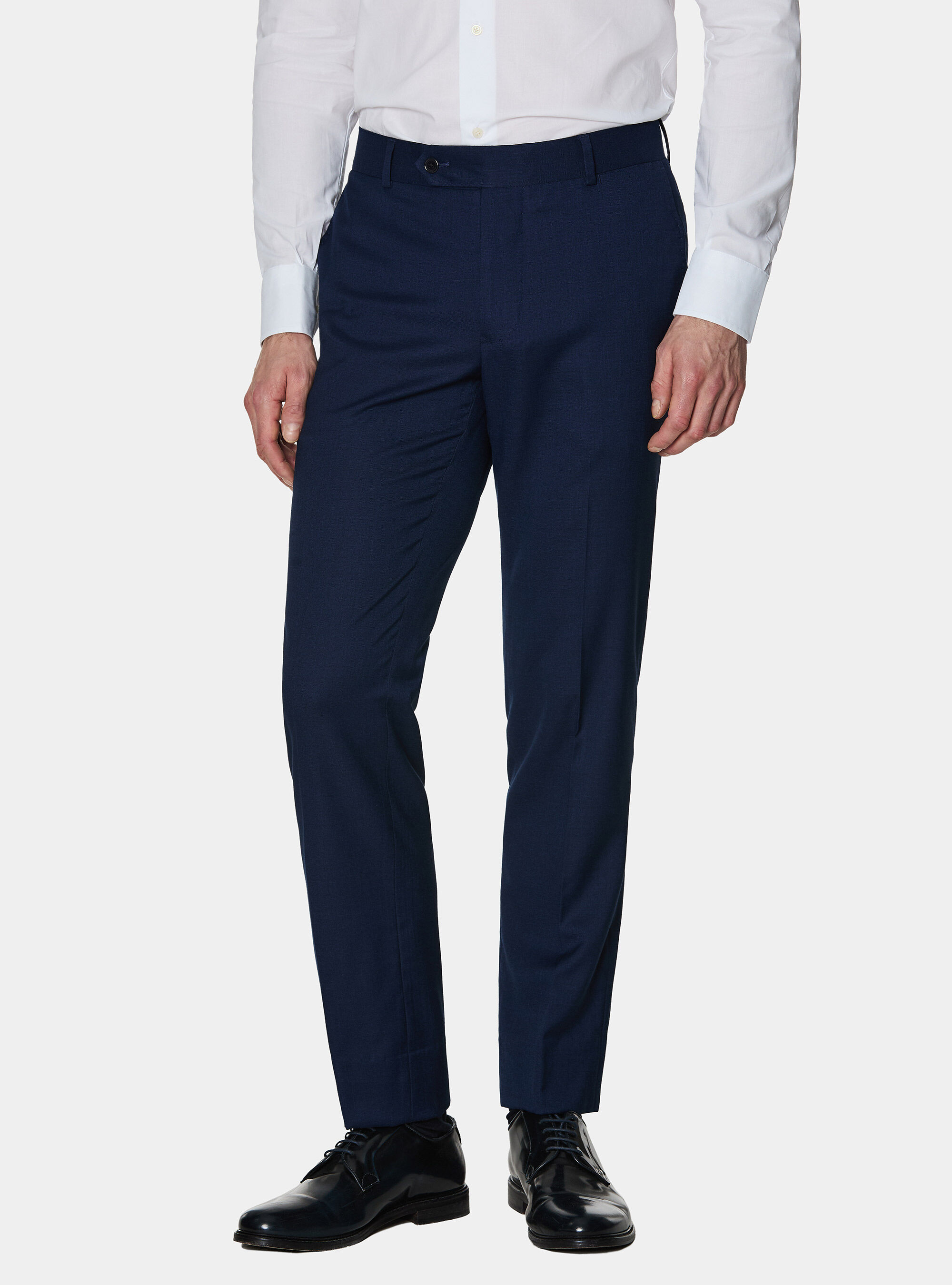 Pantalones de traje en tejido flameado, AZUL MARINO