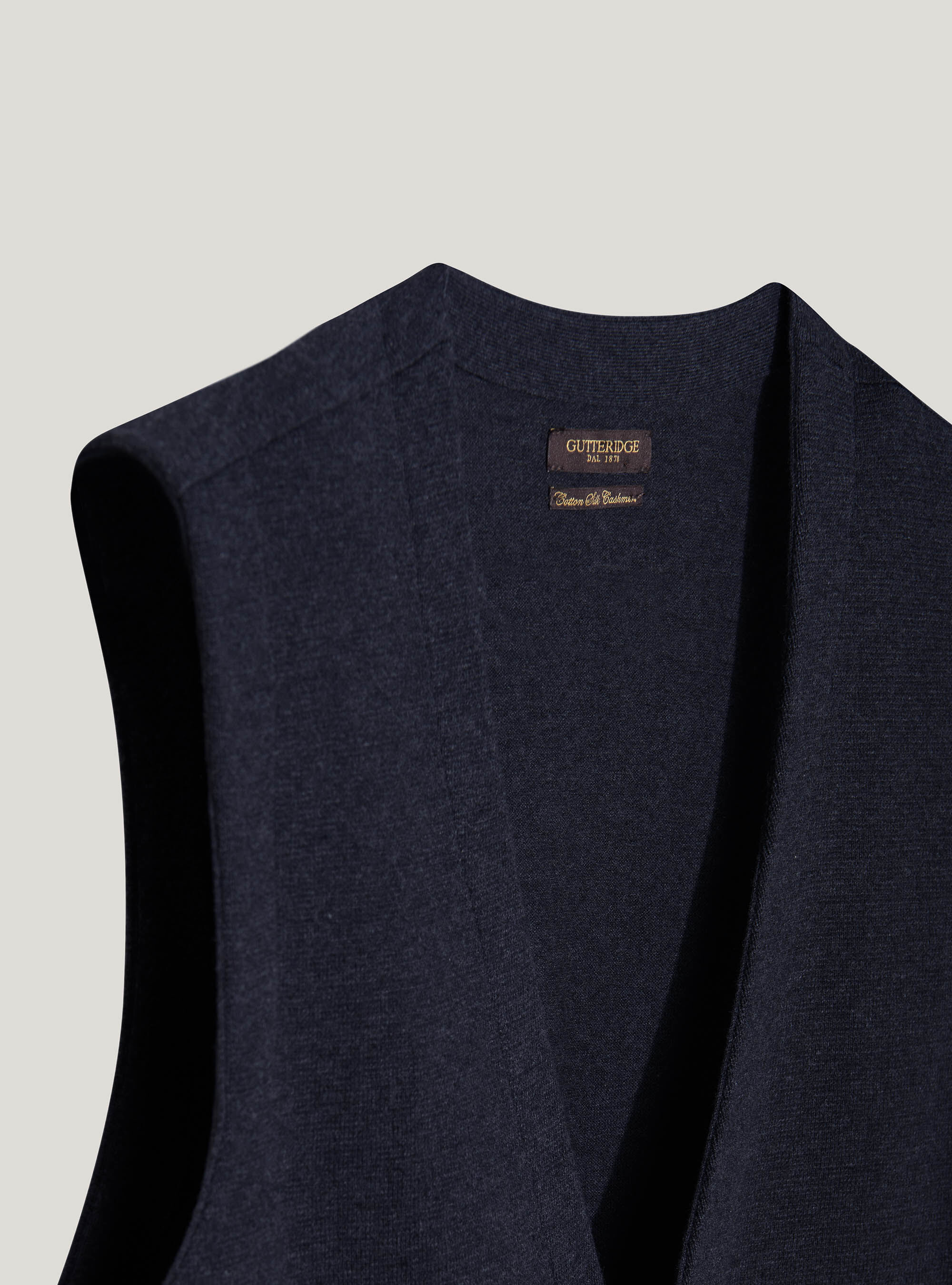 Gilet doppiopetto in maglia in cotone seta e cashmere, BLU NAVY