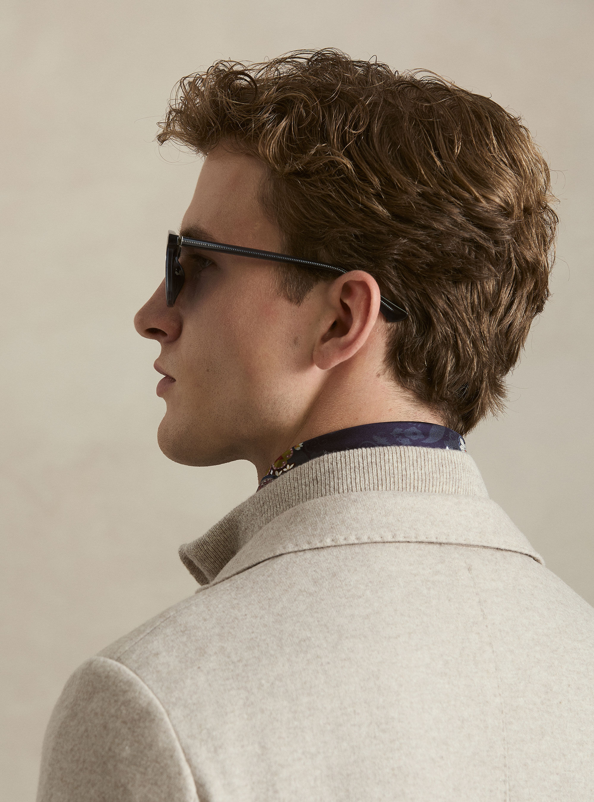 M&eacute;lange Wool-Blend Jersey Jacket with Internal Bib, ECRU