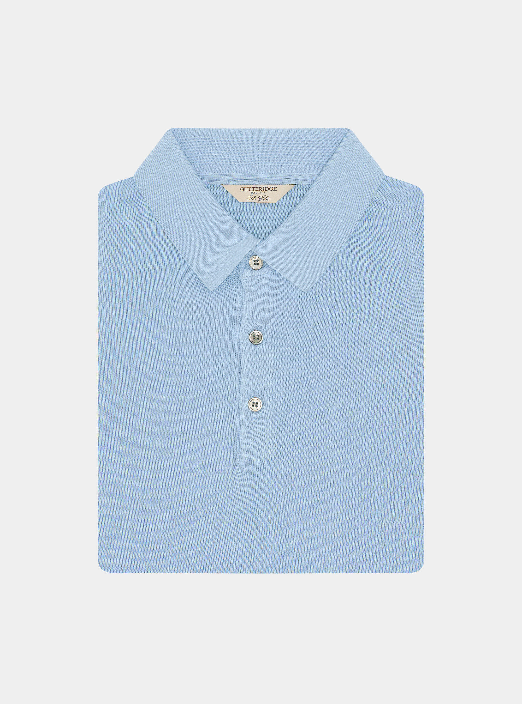 Cotton and silk polo shirt, 0266C AZZURRO