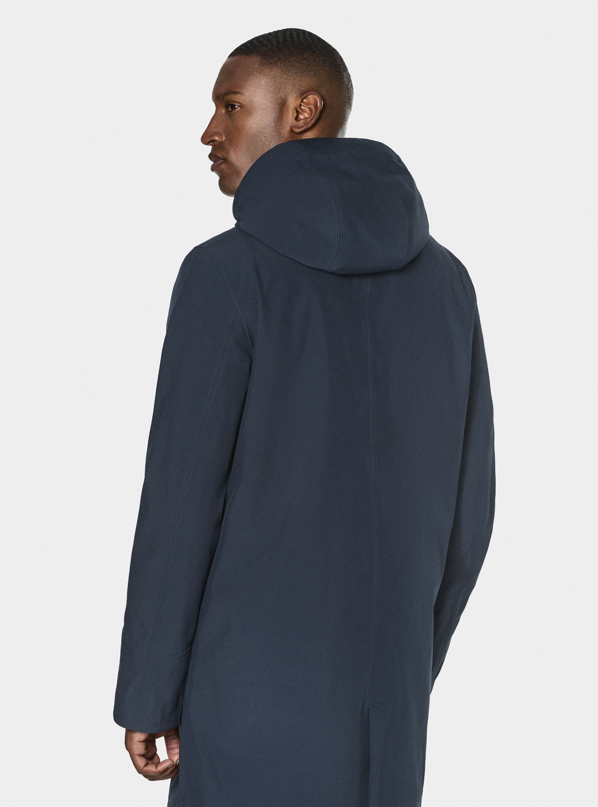 Long technical jacket with hood