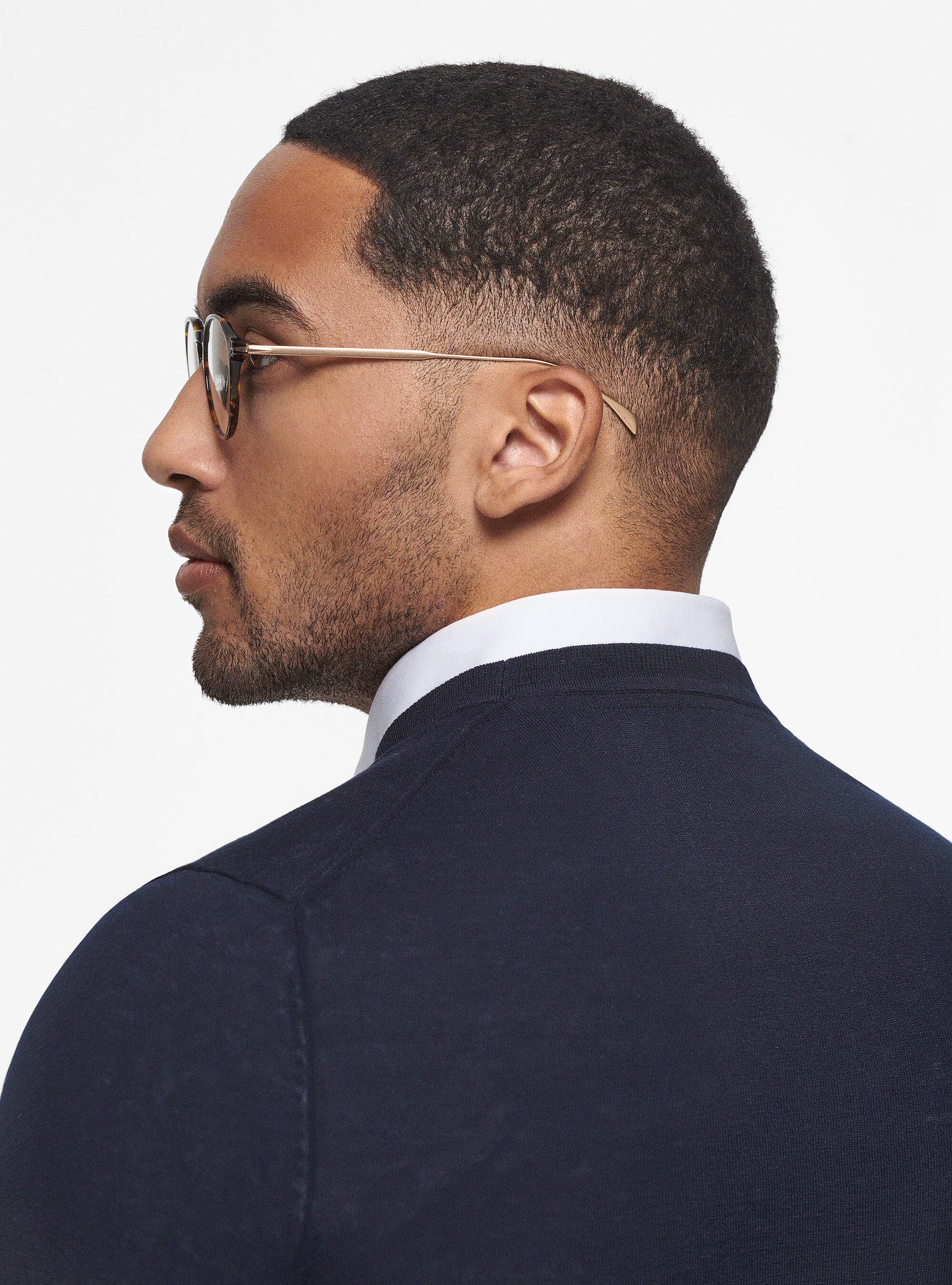 Silk and cotton crew-neck sweater, NAVY BLUE