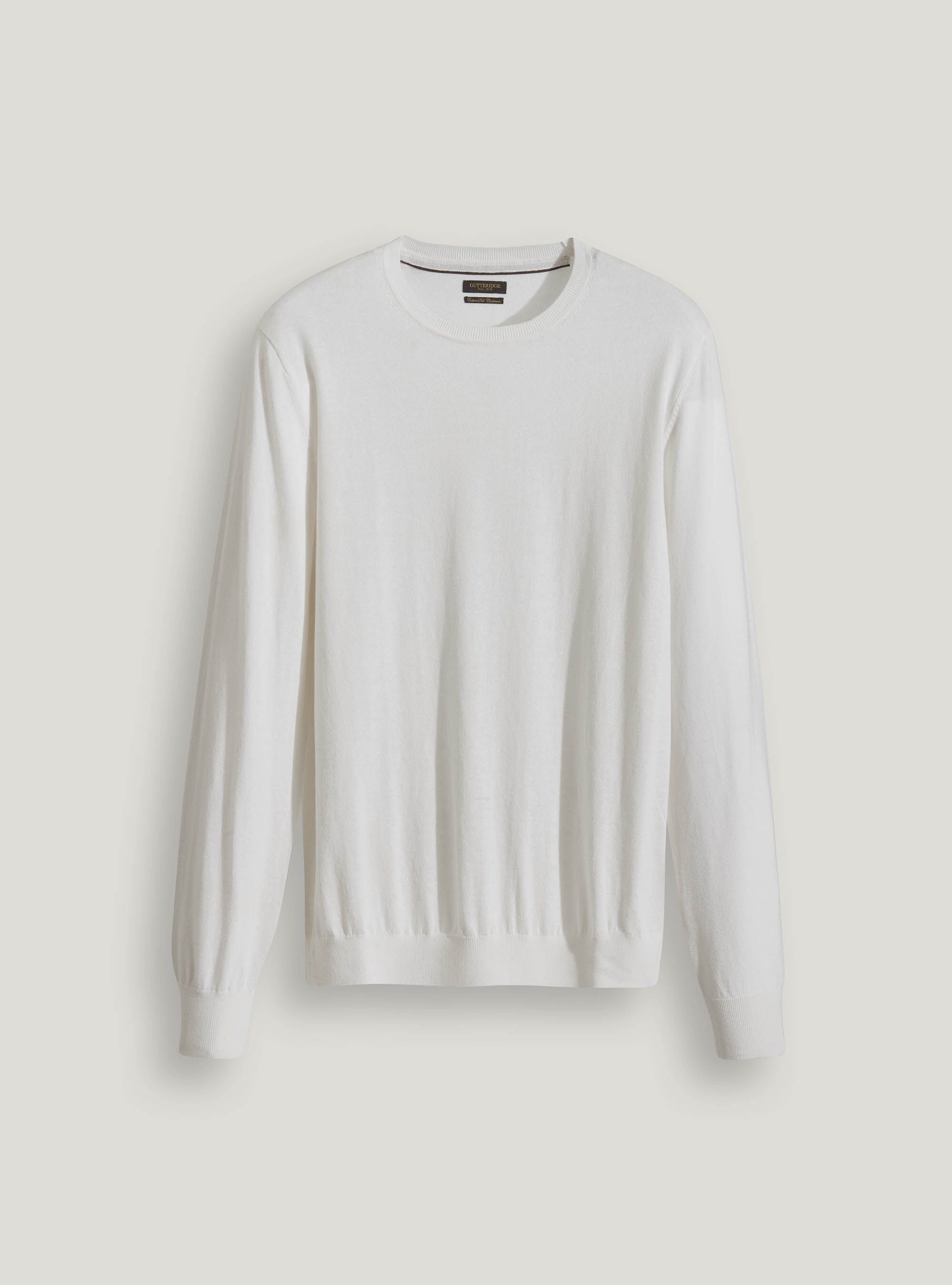 Maglia girocollo in cotone seta e cashmere, BIANCO