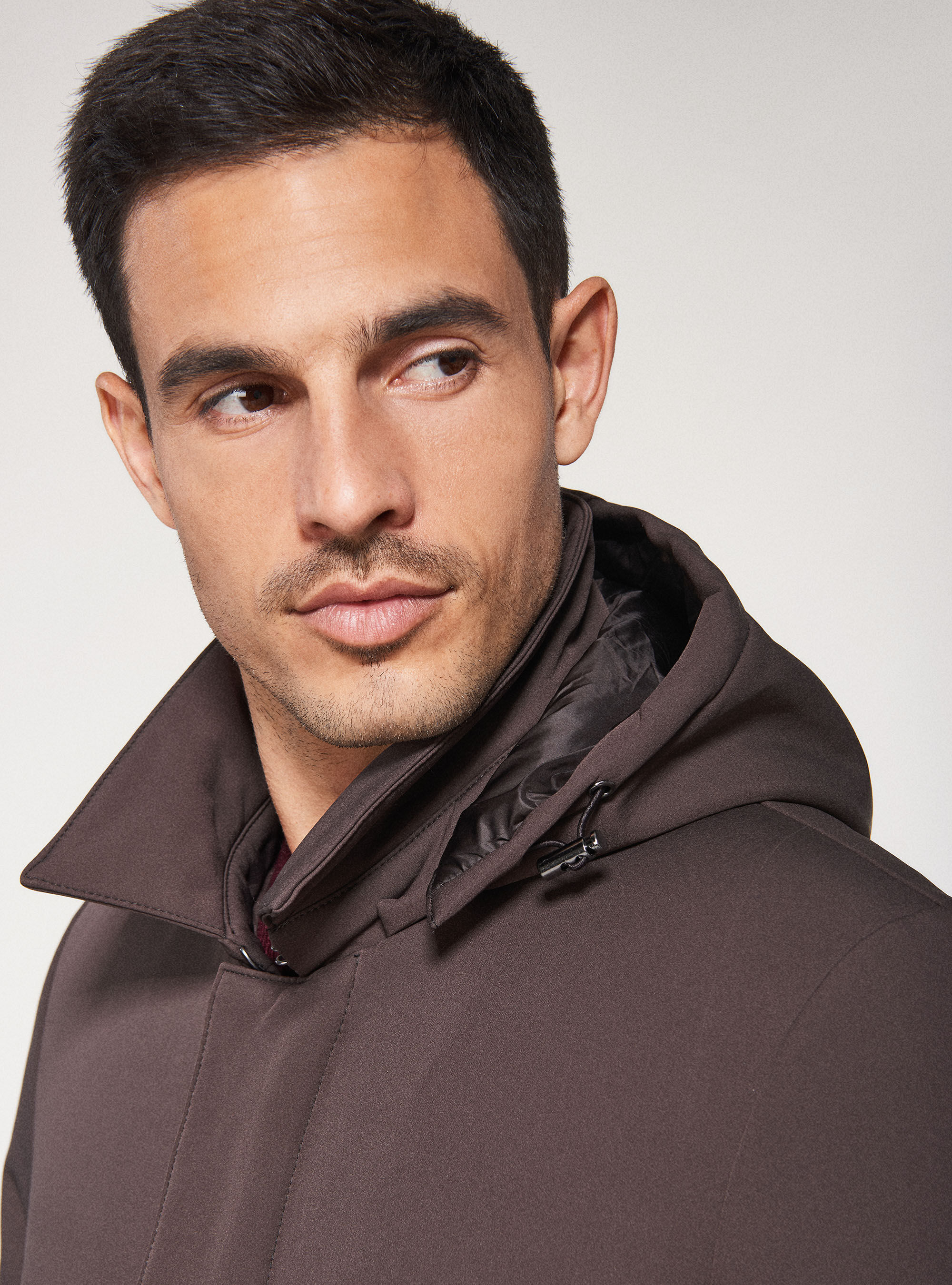 Veste en tissu technique imperm&eacute;able et coupe-vent, MARRON