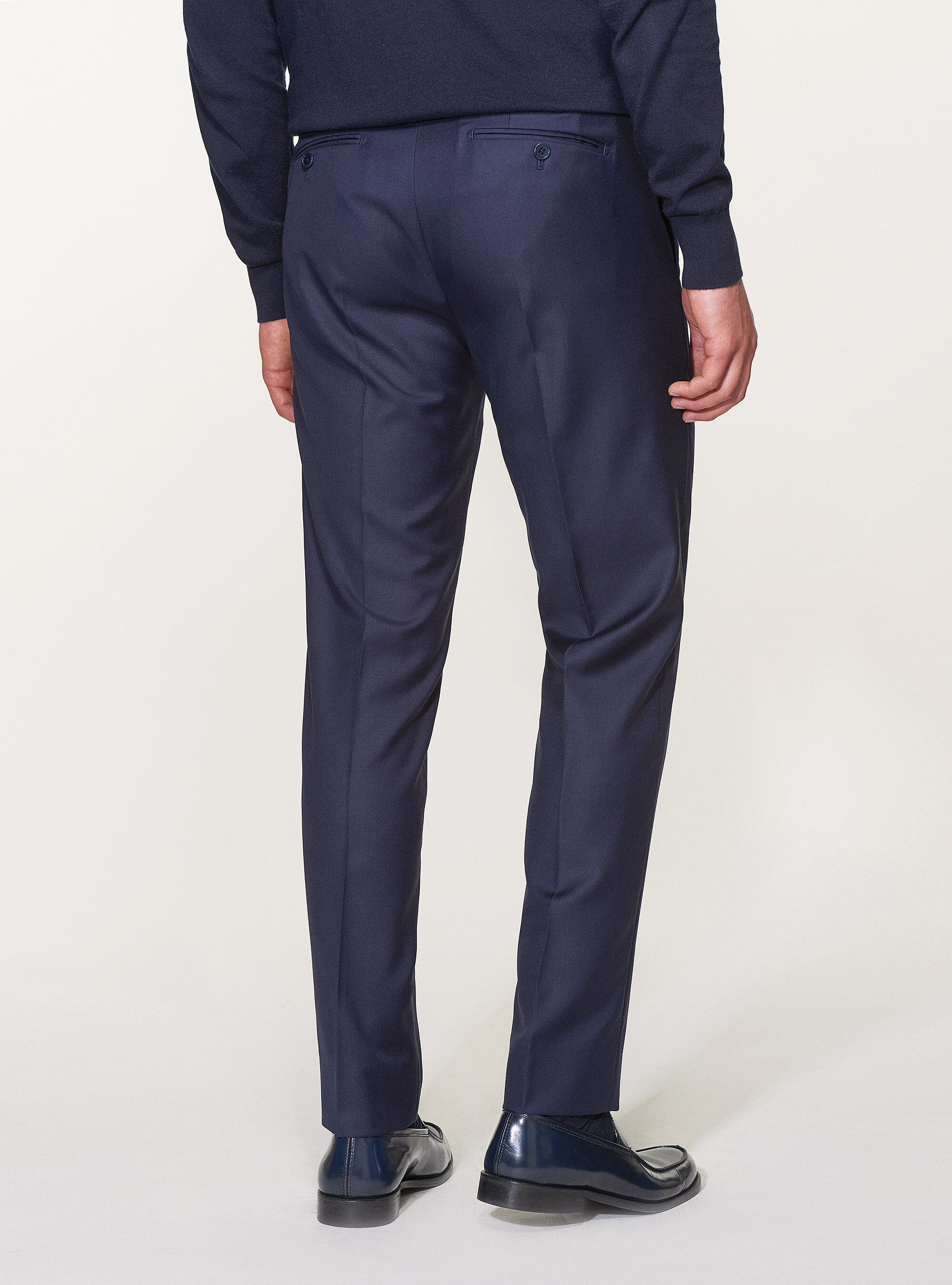 Suit trousers in pure superfine wool 110's Vitale Barberis Canonico, NAVY BLUE