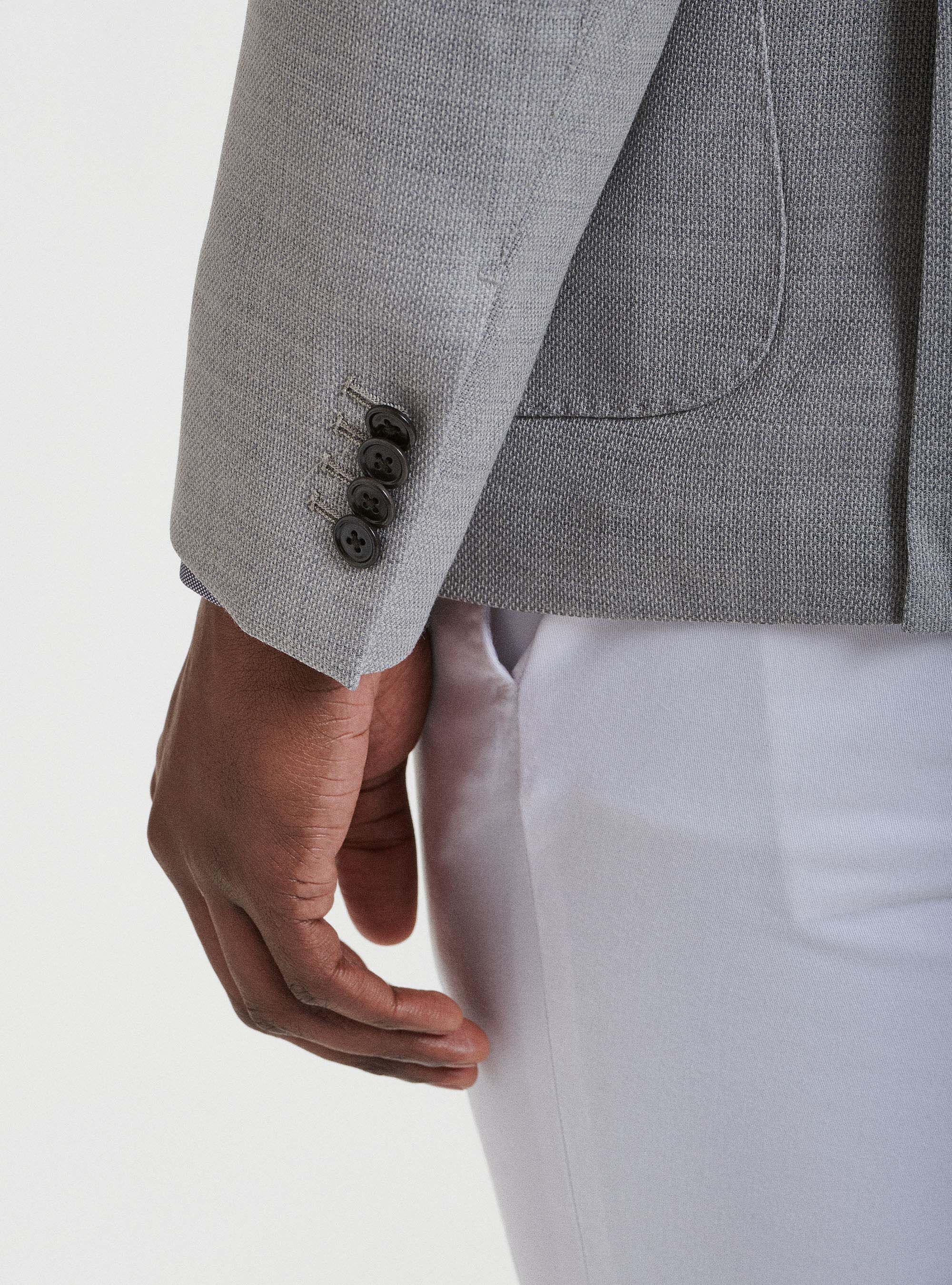 Veste de hopsack en pure laine, ASPHALTE