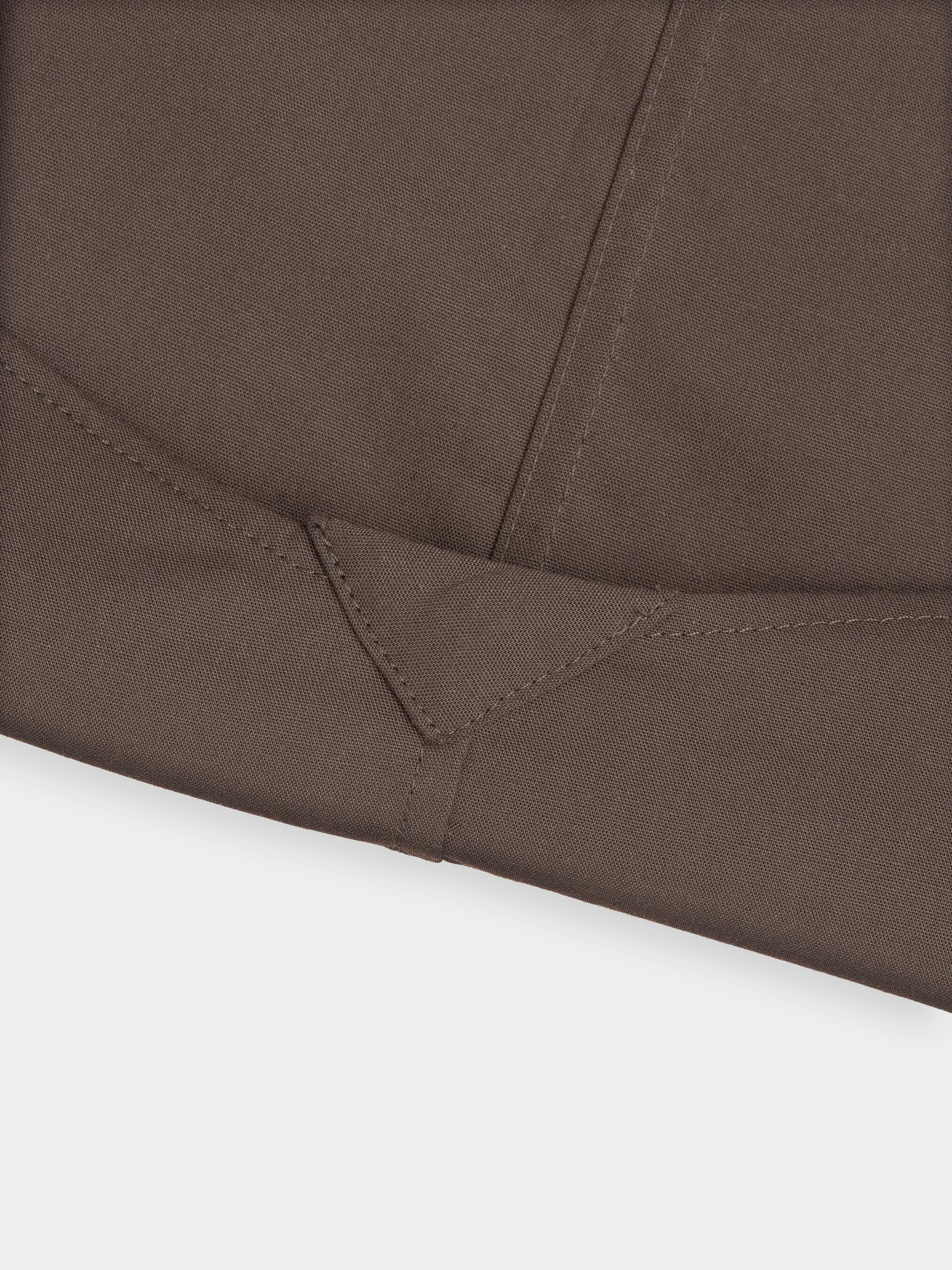 Camicia slim fit in popeline di cotone stretch, MARRONE