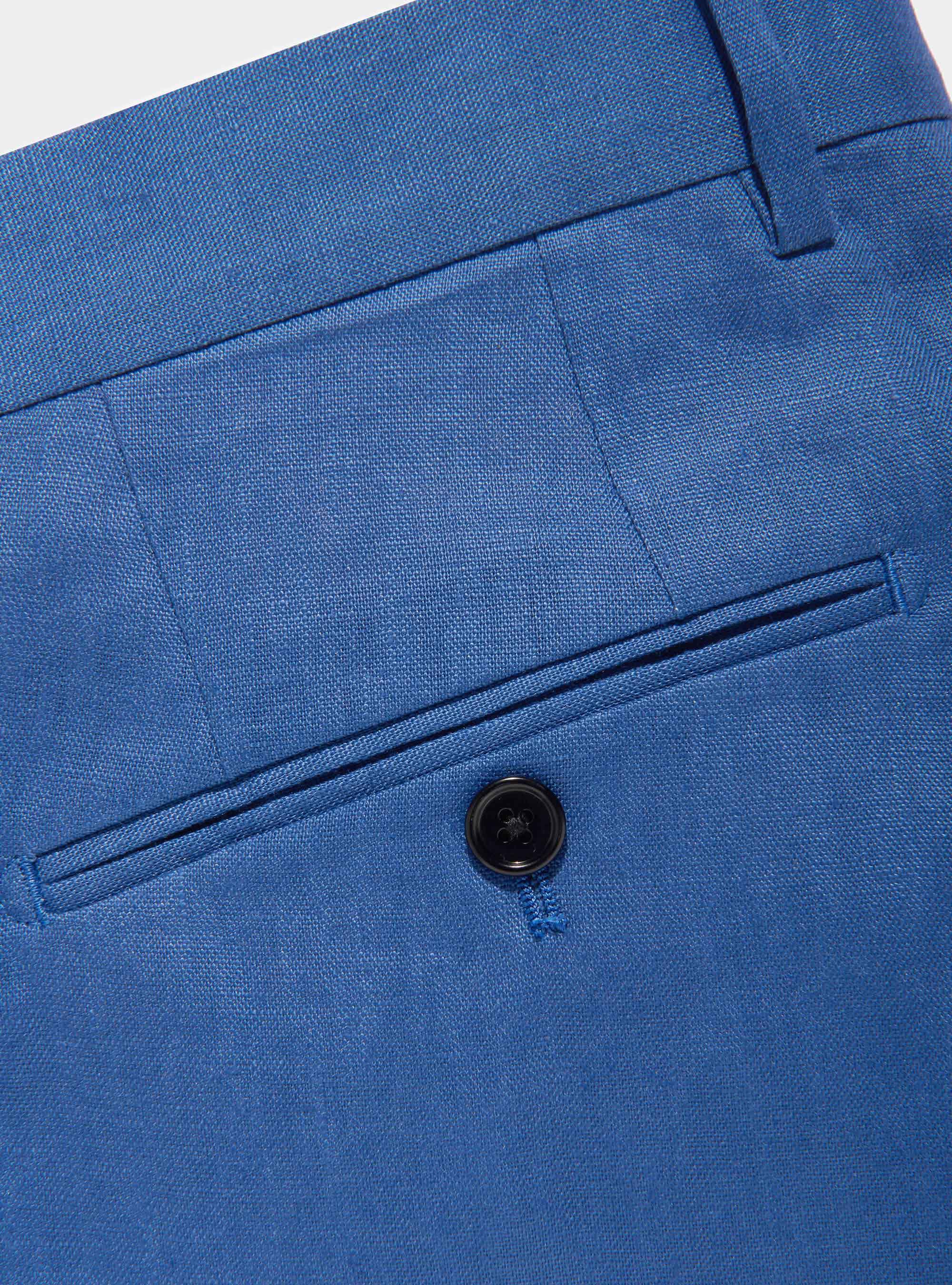 Pantaloni per abito in puro lino, BLU