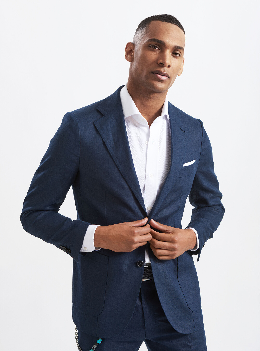 Navy Suit Abito Blu Uomo Camicia Camicia Bianca Vestito Lino Blu