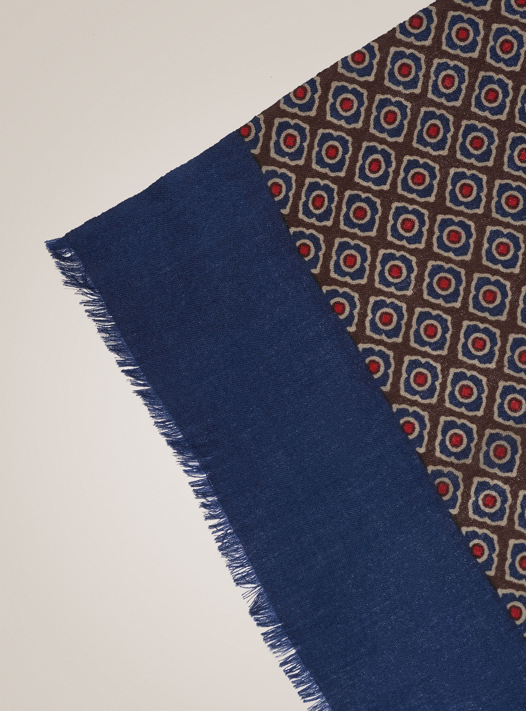 Sciarpa 100% lana a fantasia geometrica, MARRONE