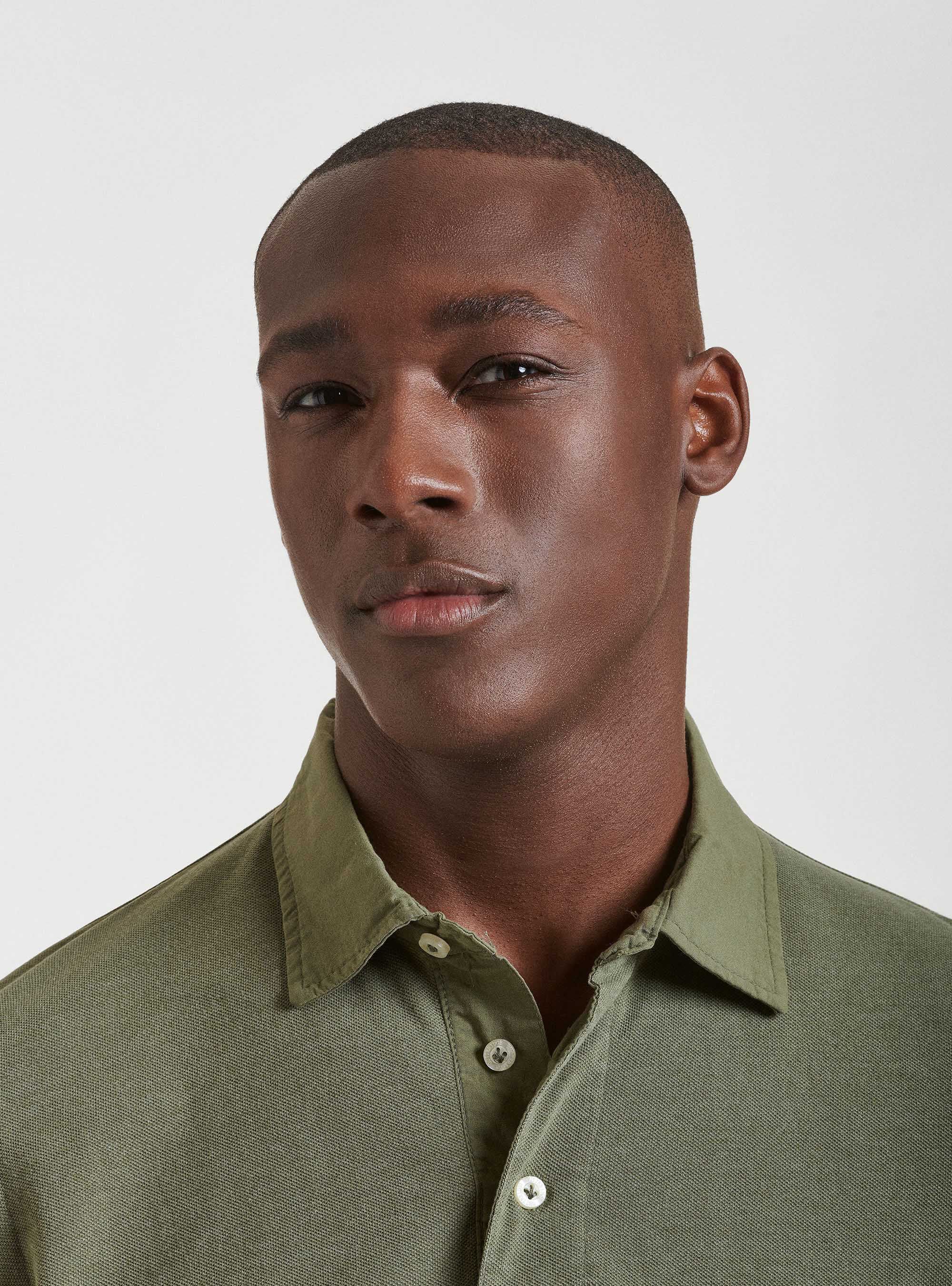 Piqu&eacute; polo shirt with shirt collar, SALVIA 0602C