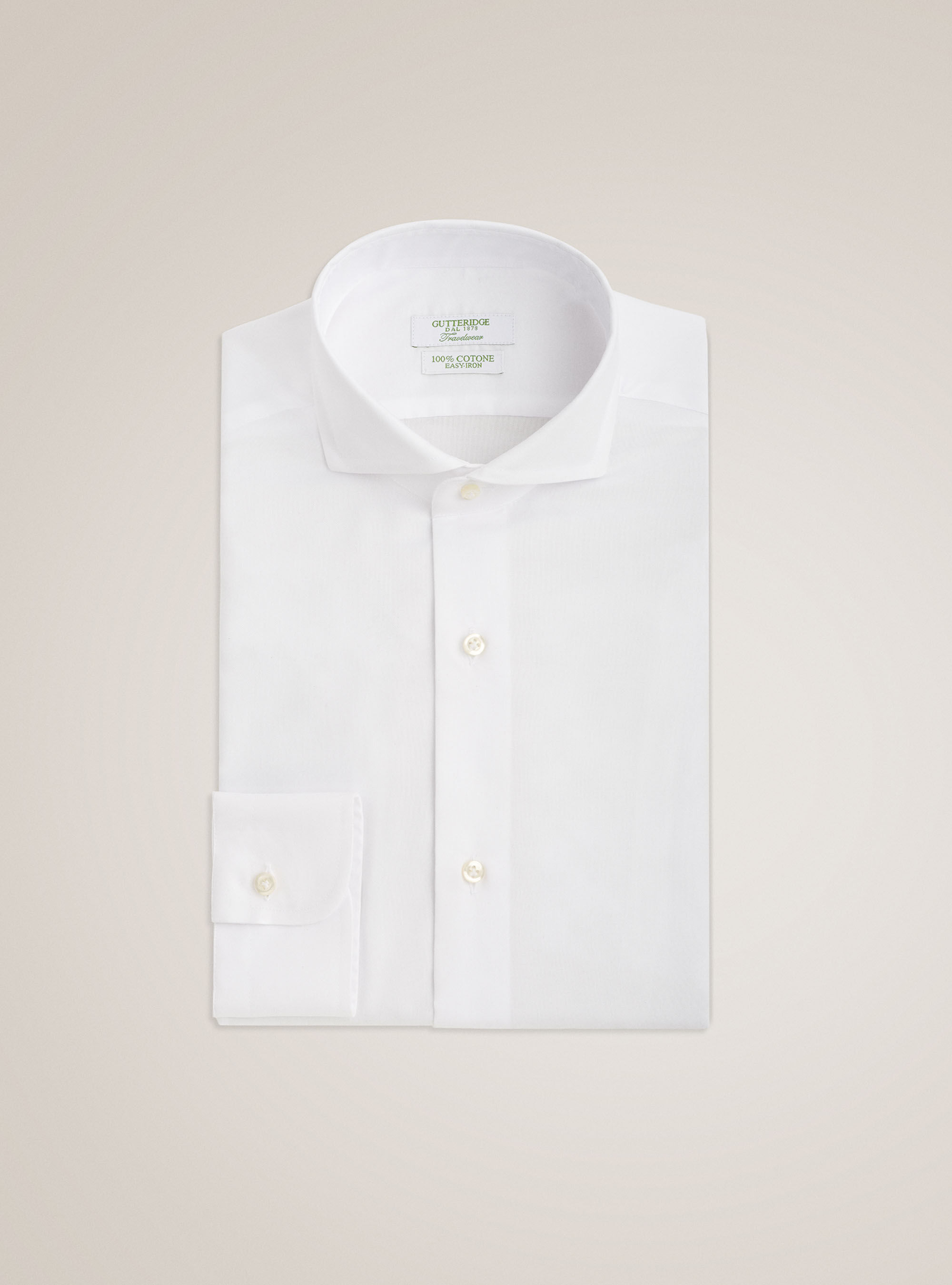 Travel shirt with french collar in oxford cotton, WHITE