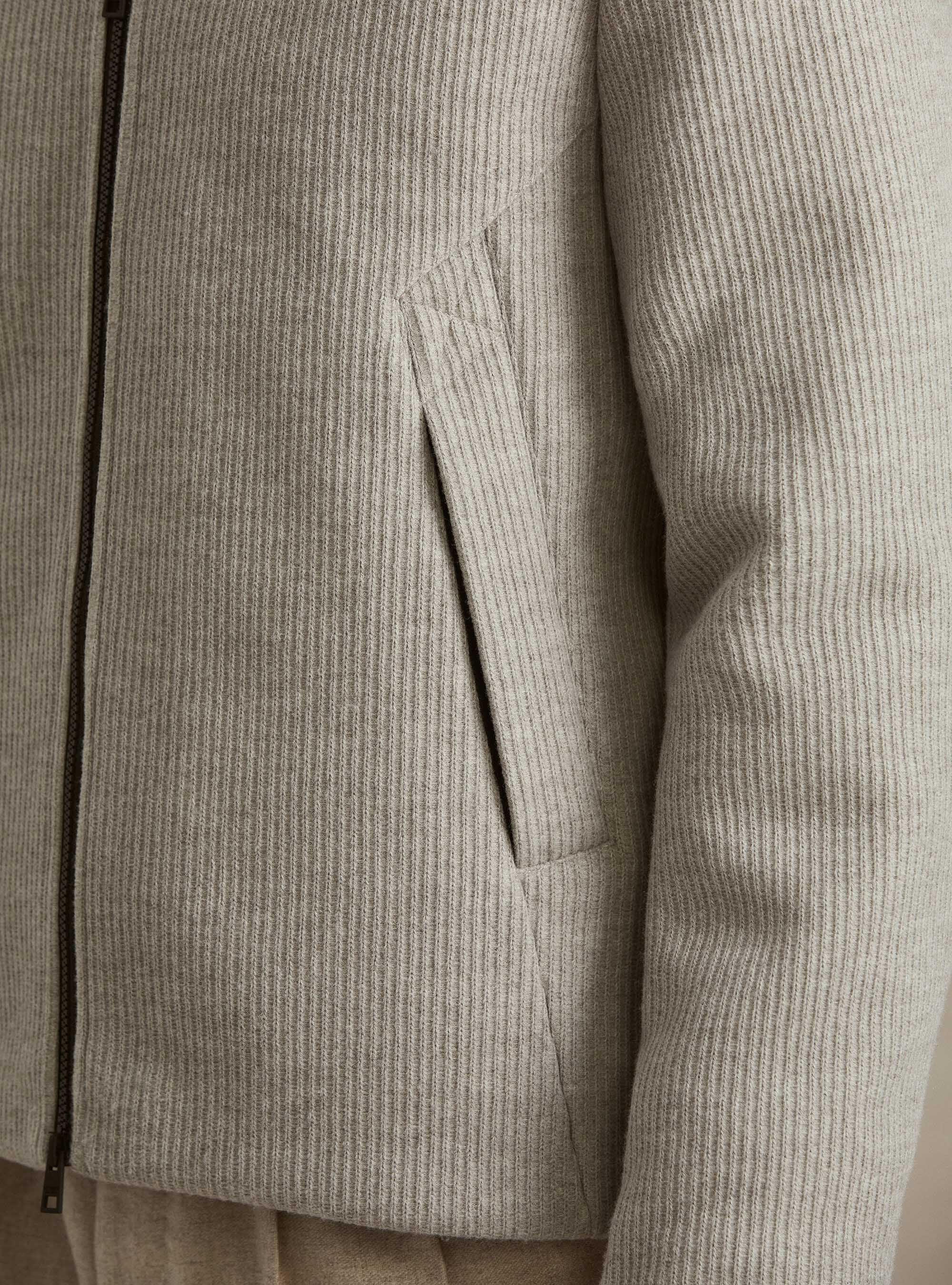 Ribbed hooded puffer jacket, ECRU