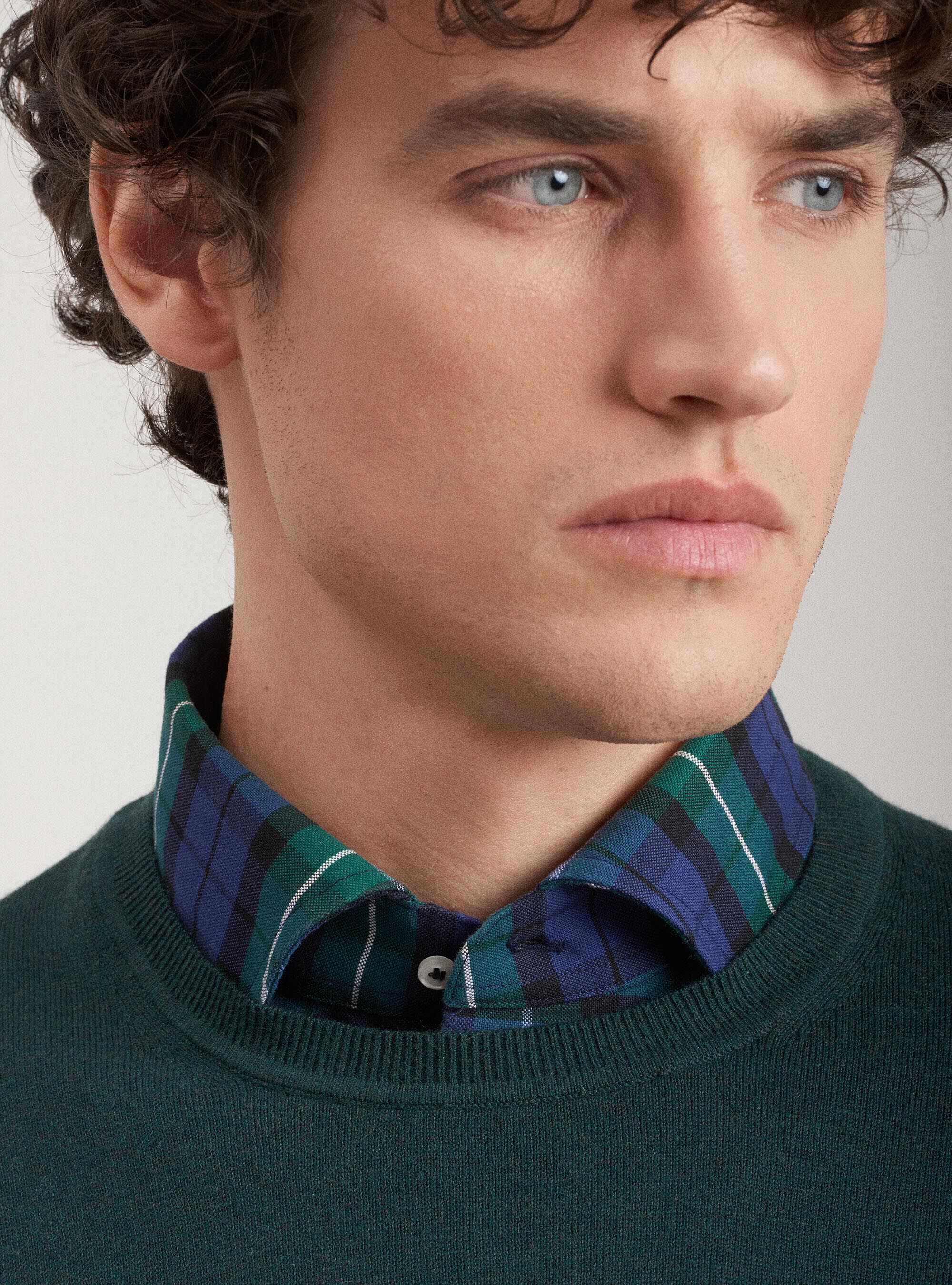 Maglia girocollo in cotone seta e cashmere, VERDE