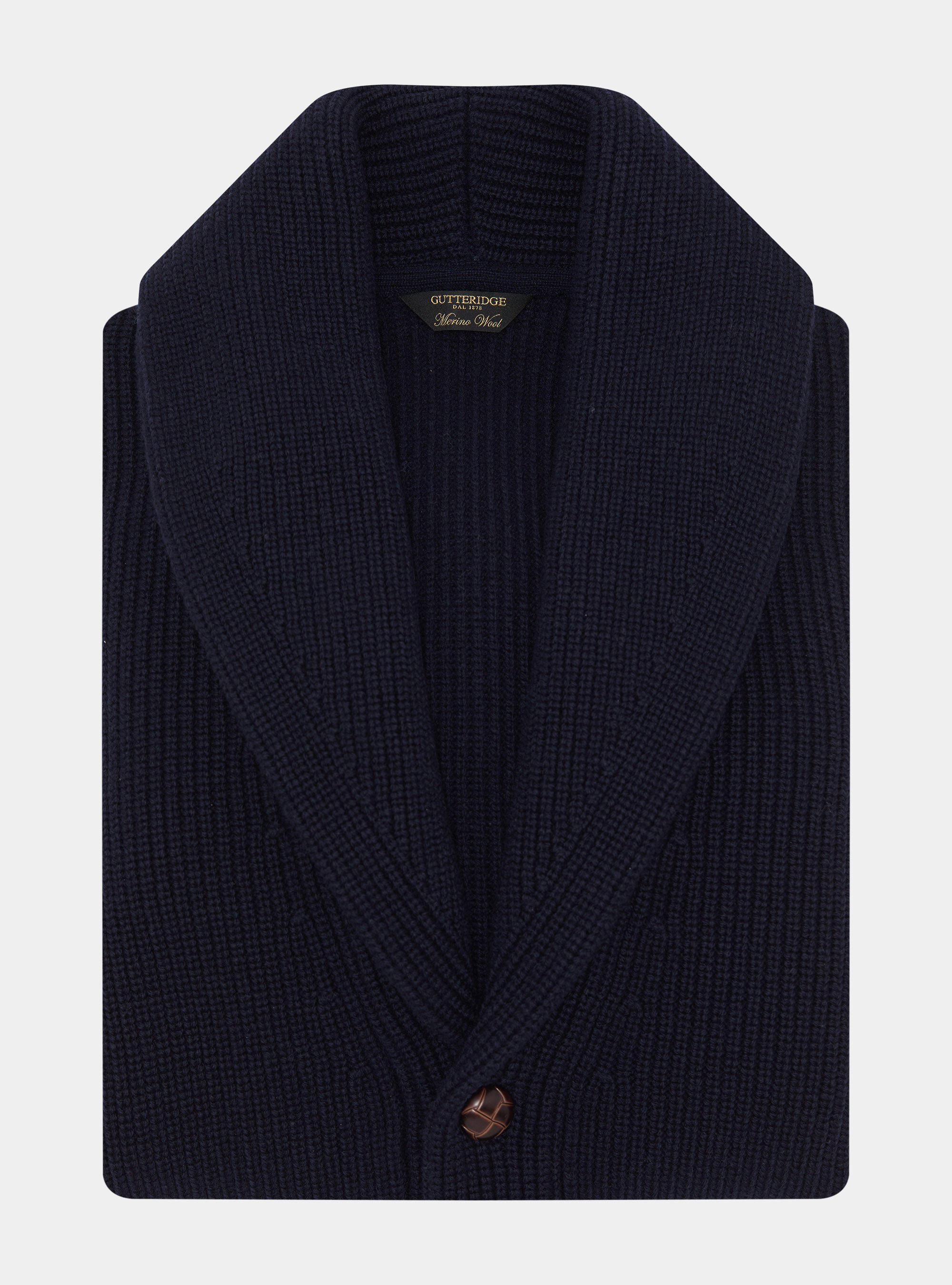 Merino wool shawl collar cardigan, NAVY BLUE