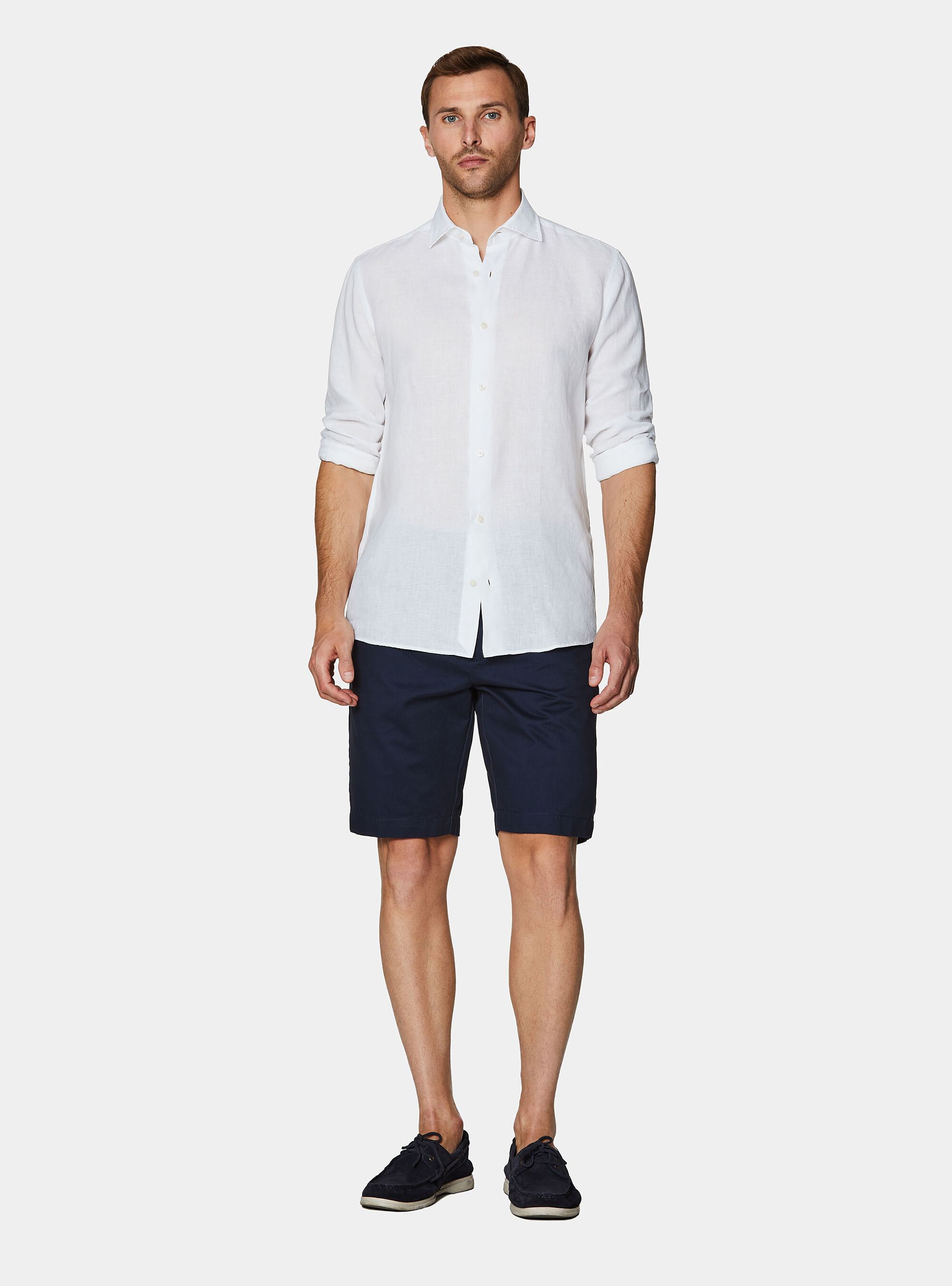 Camicia in puro lino, BIANCO