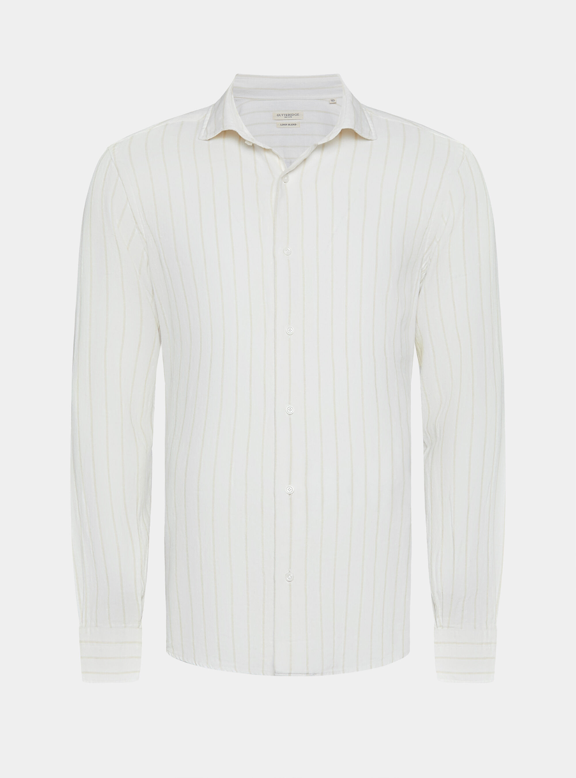 Linen and cotton crepe striped shirt, OFF-WHITE