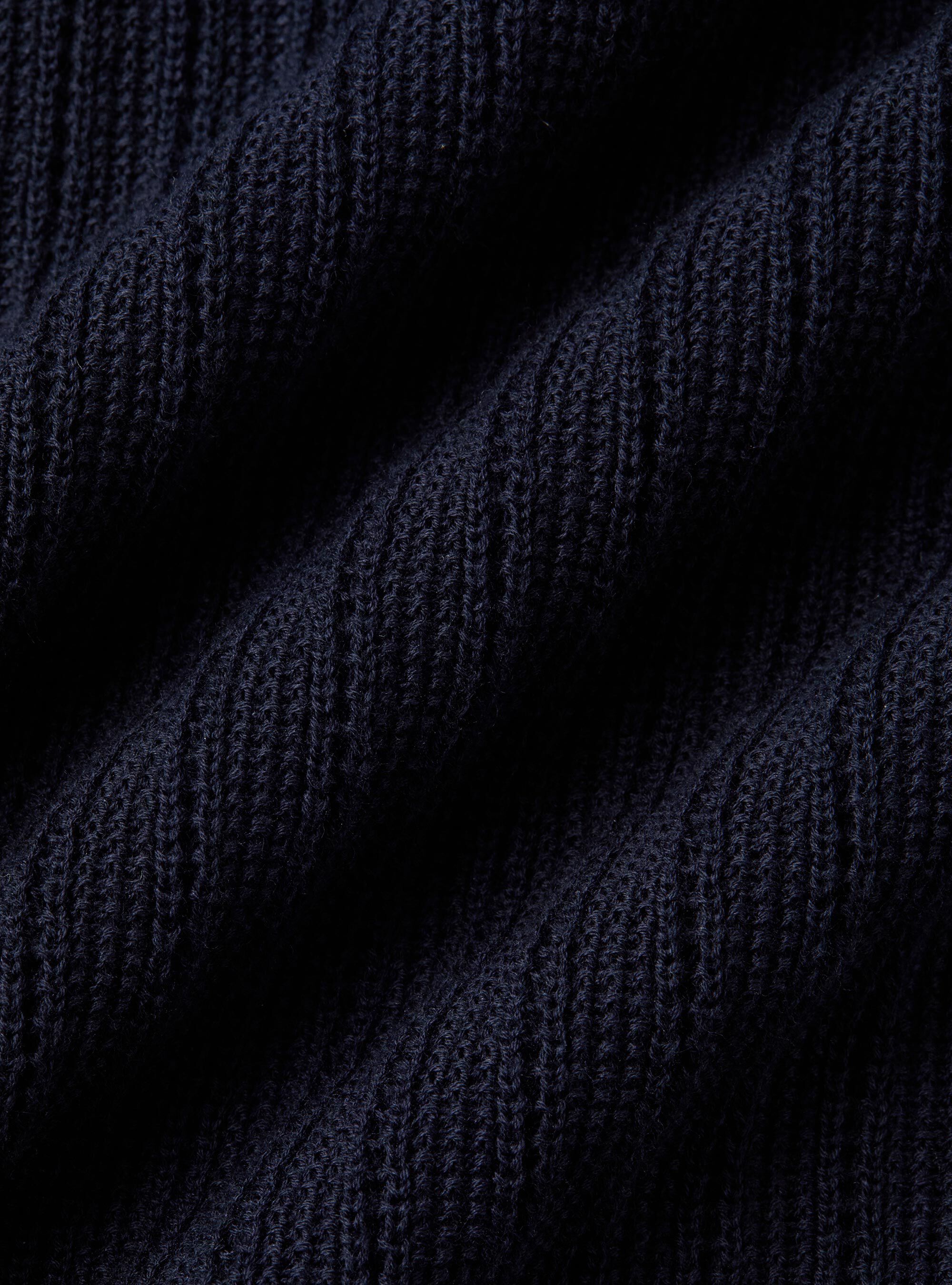 Polo in maglia traforata senza bottoni in cotone extrafine, BLU NAVY