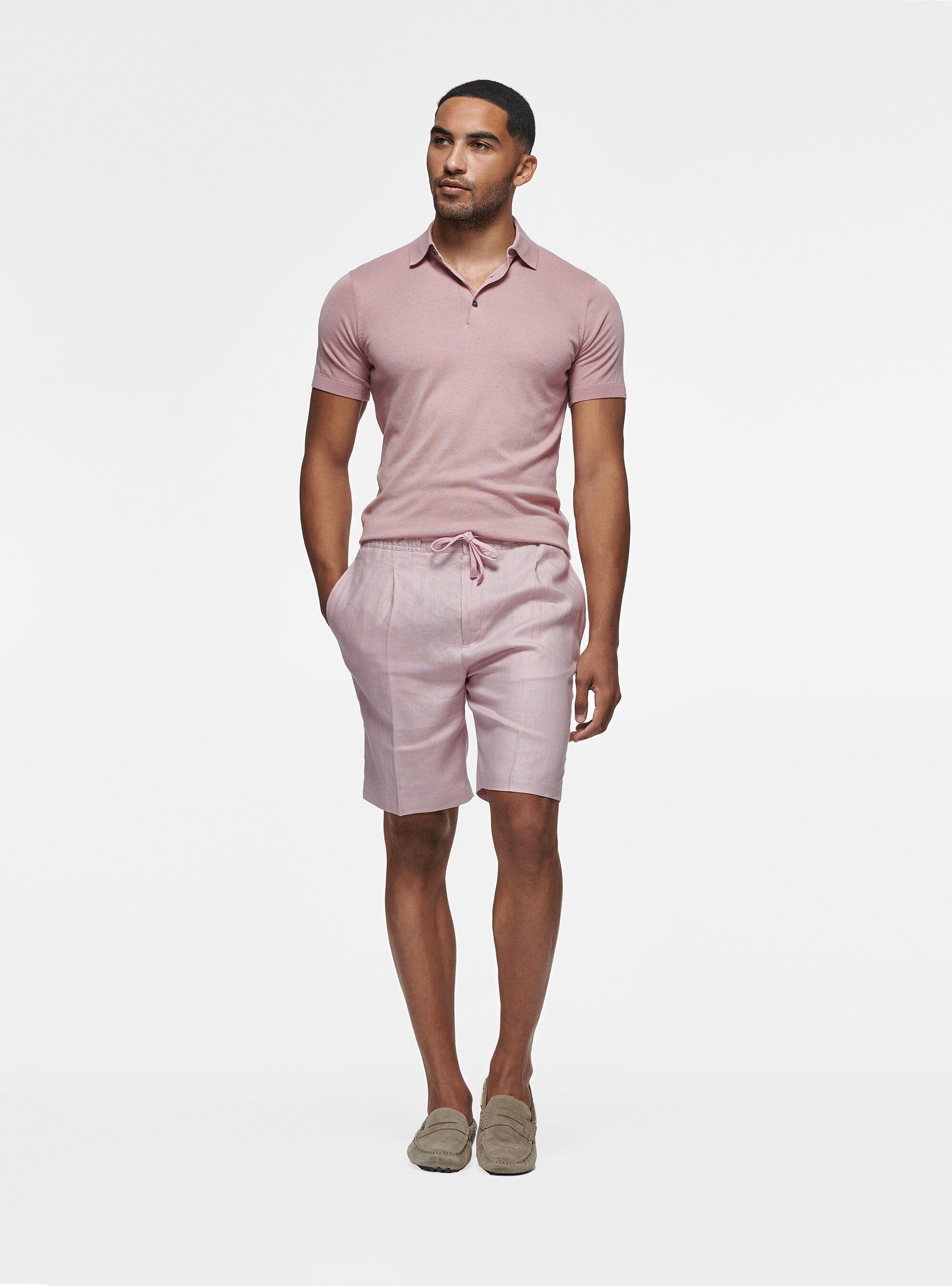 Polo in maglia seta e cotone, 0441C ROSA SCURO