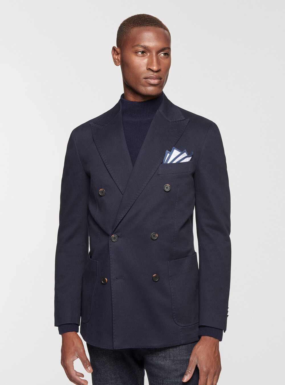 Double-breasted frosted cotton blazer