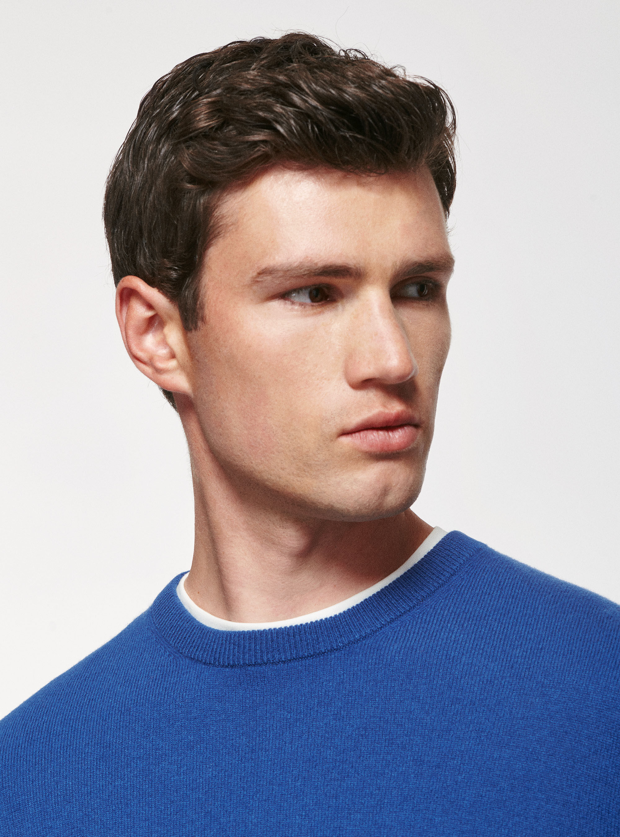 Maglia girocollo in lana lambswool e cashmere, INCHIOSTRO