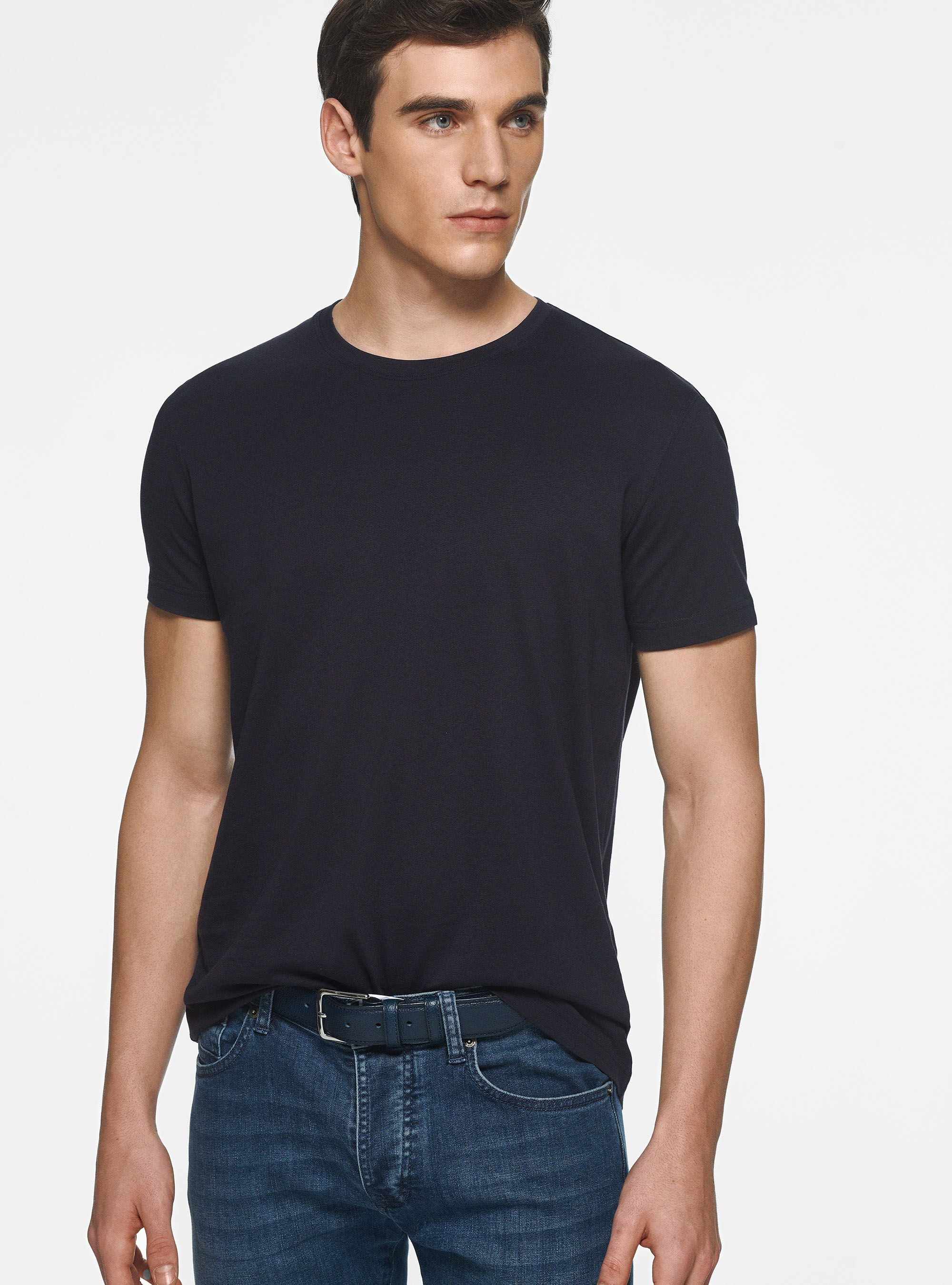 Half-sleeve T-shirt in Supima cotton, NAVY BLUE