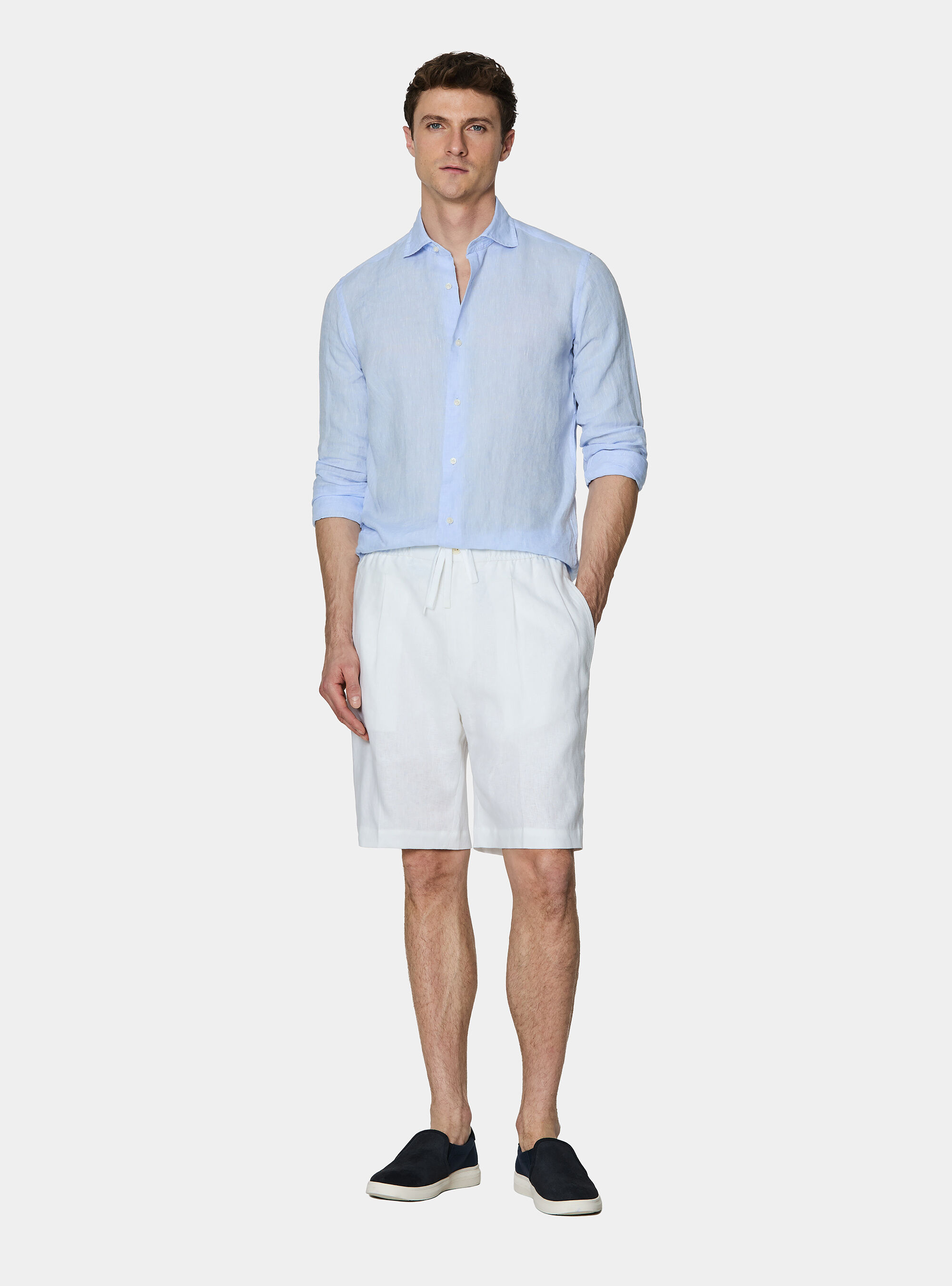 Linen Bermuda shorts with drawstring